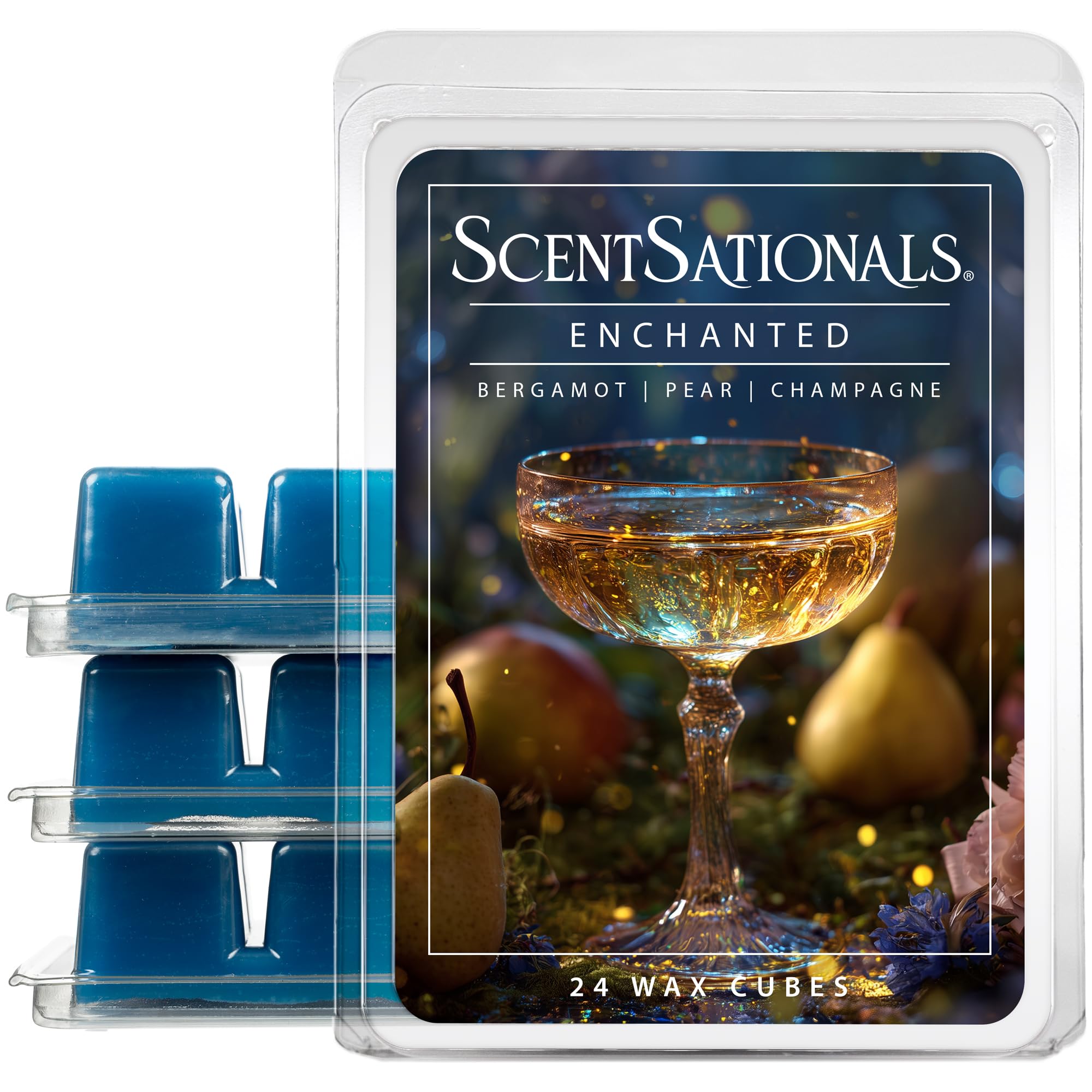 Scentsationals Scented Wax Fragrance Melts - Enchanted - Wax Cubes Pack, Home Warmer Tart, Electric Wickless Candle Bar Air Freshener, Spa Aroma Decor Gift - 2.5 oz (4-Pack)