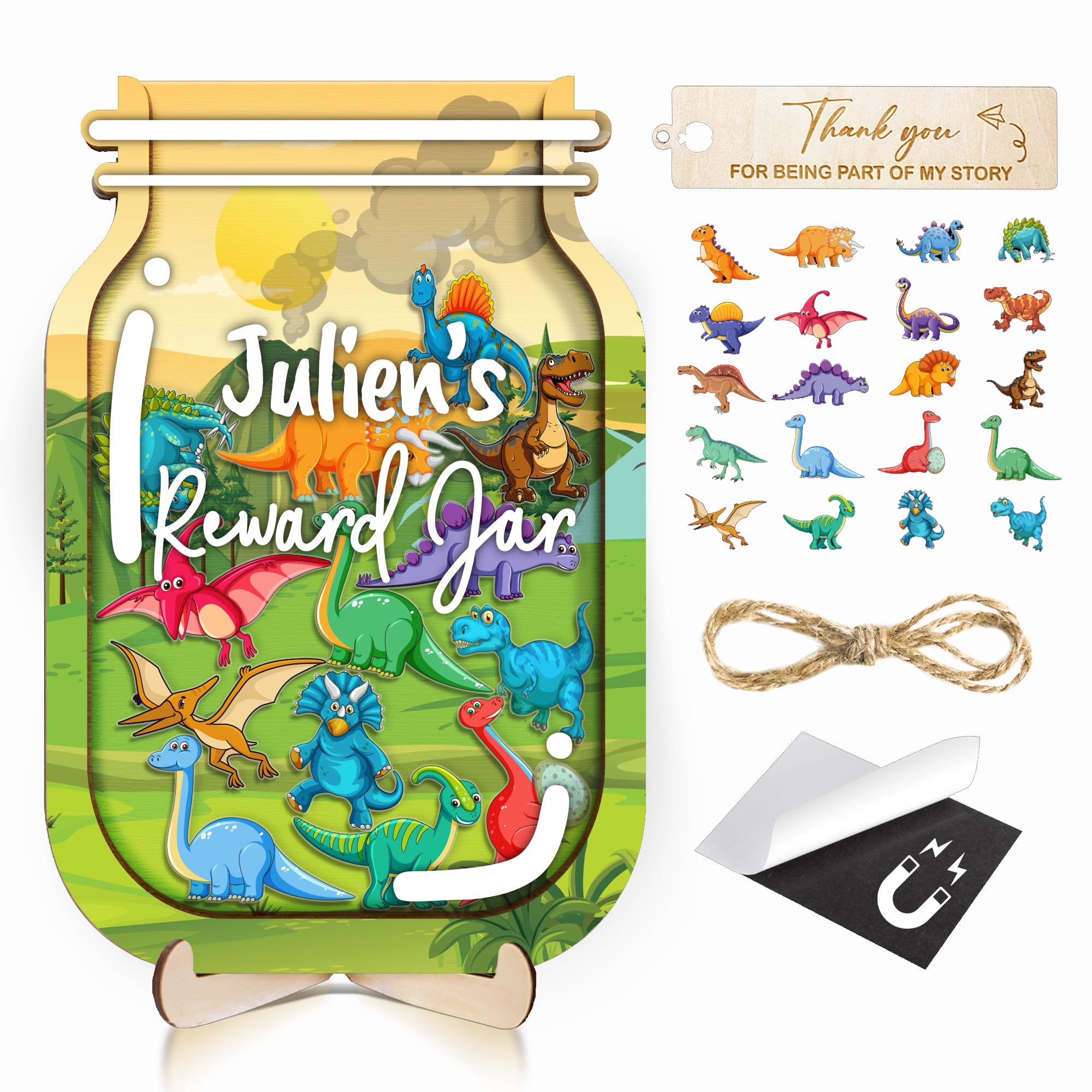 Dinosaur Magnetic Reward Jar for Teacher Kids Student Token Potty Training Chore Chart Toddler Boys Girls Good Behavior Management Tools Classroom