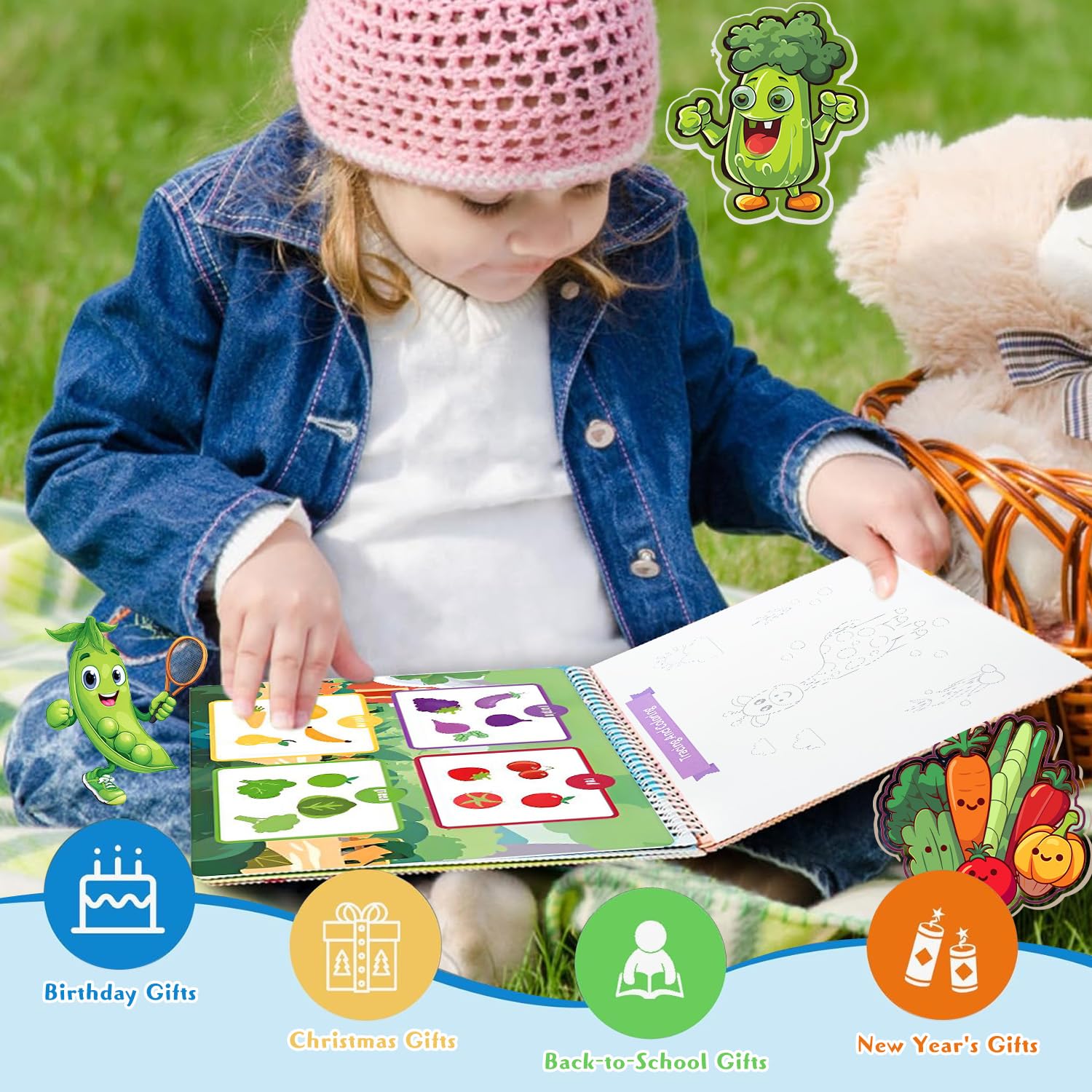 Juguetes Montessori 1 2 3 Años,Juegos Educativos Niños 1 2 Años,Busy Board Montessori 1 2 Año,Quiet Book,Libro de Pegatinas Infantiles 2 Años,Juguetes Sensoriales,Regalo Niño 1 2 3 4 Años,Granja