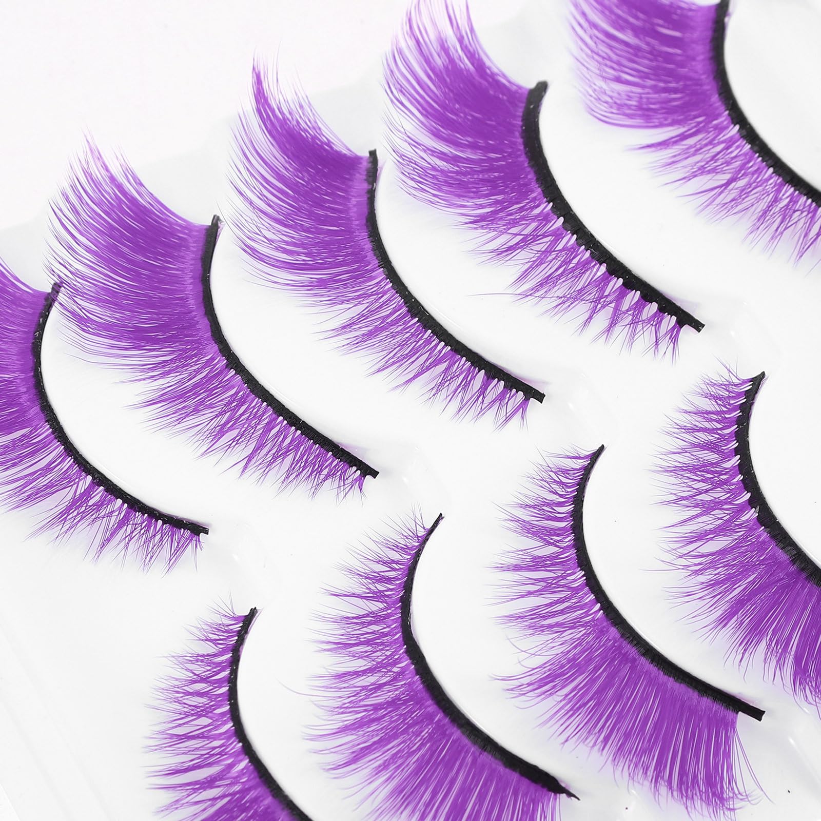 Tofficu 25 Paia Ciglia Finte Manga Porpora in Fibra Artificiale Riutilizzabili Effetto Realistico per Cosplay e Uso Quotidiano, Morbide e Leggere per Trucco Naturale