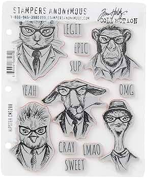 [87MM]Mmlg★UNISEX★STAMP COLLECTOR HF-T Amazon.com: Art Gone Wild Tim Holtz Hipster Cling Rubber