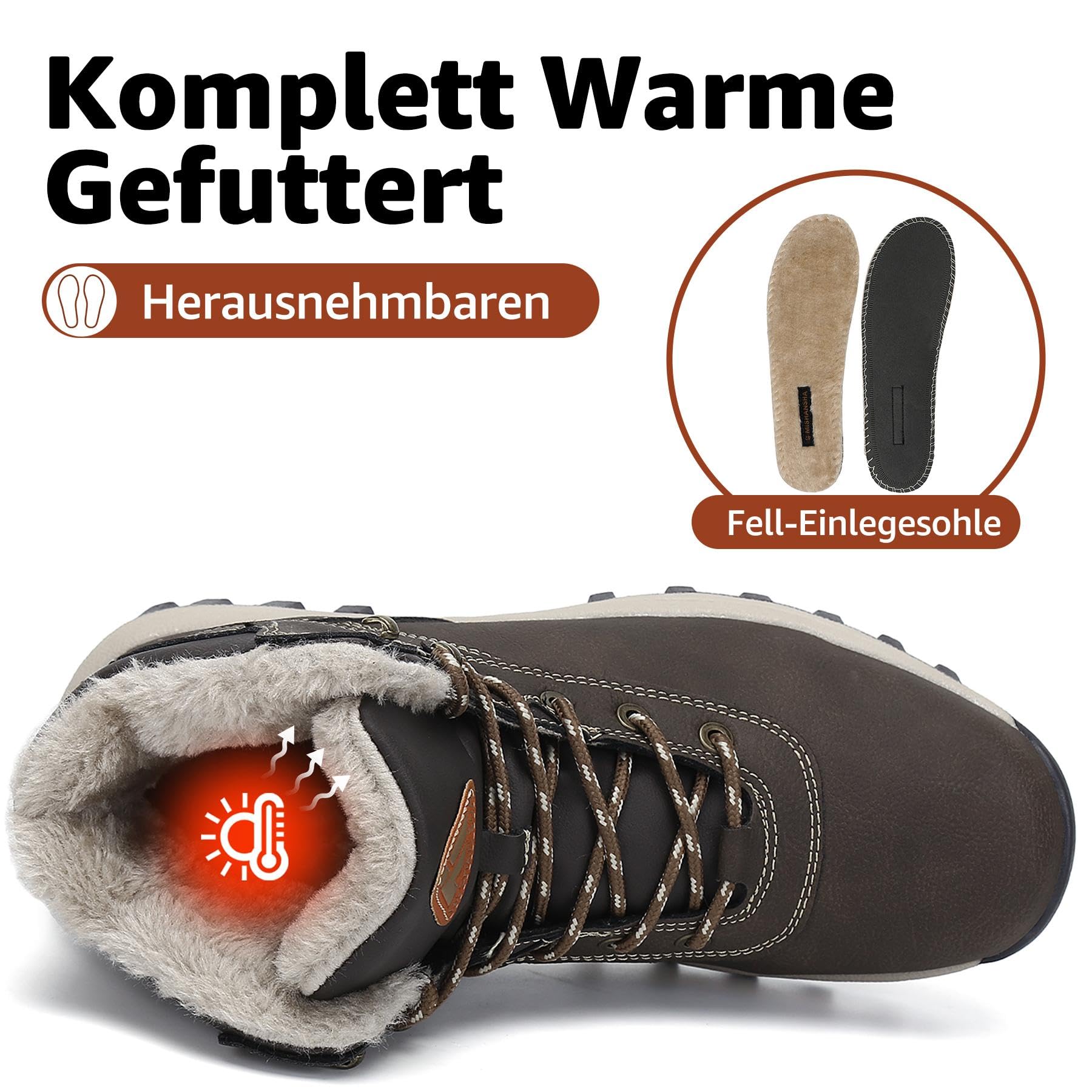 Mishansha Uomo Scarpe Invernali Donna Stivali da Neve Calda Impermeabili Outdoor Sneakers da Trekking Taglia 36-48 EU