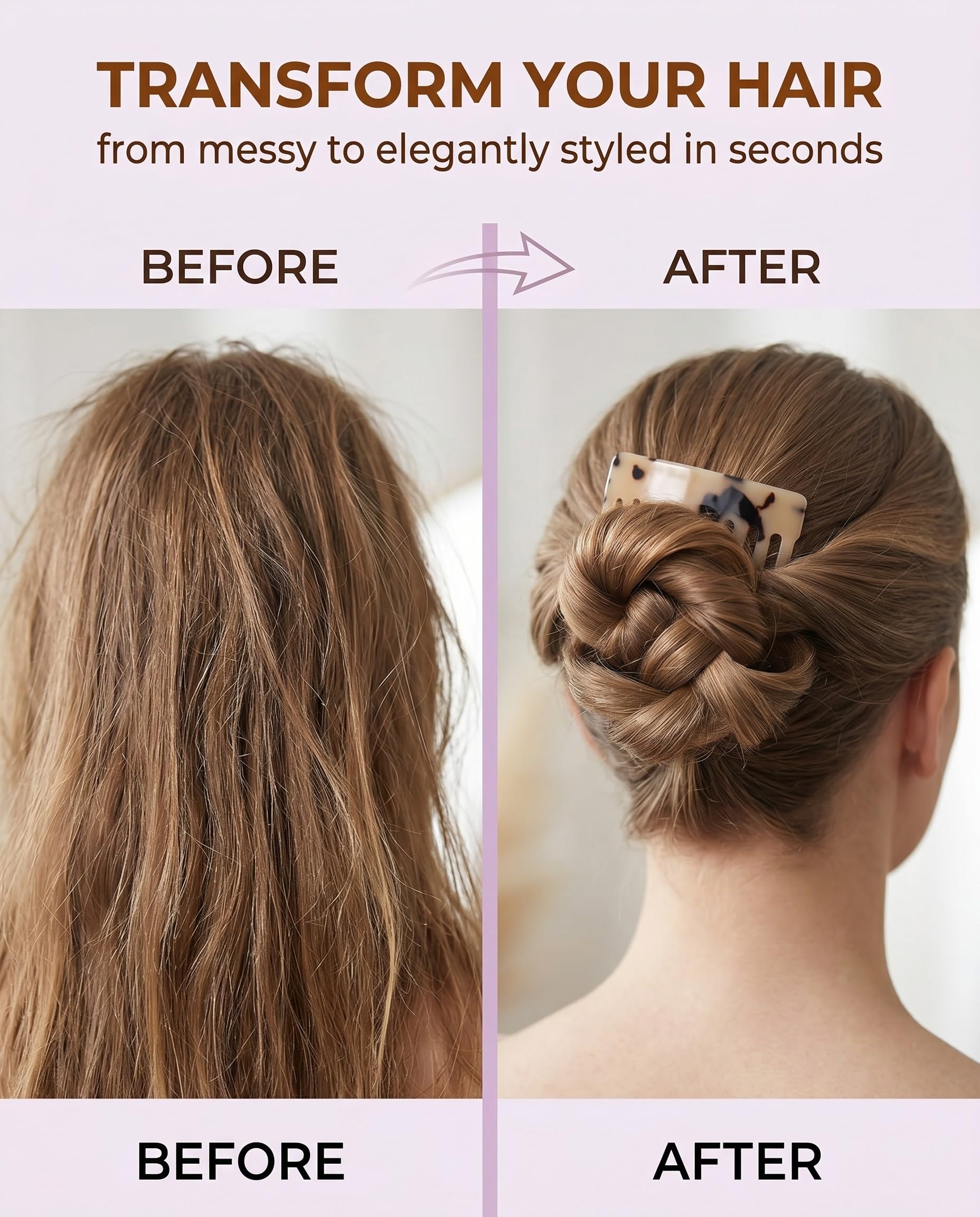 4 Peinetas para el Pelo de Acetato Estilo Francés, Elegantes para Moños y Recogidos. Horquillas decorativas duraderas para mujer.