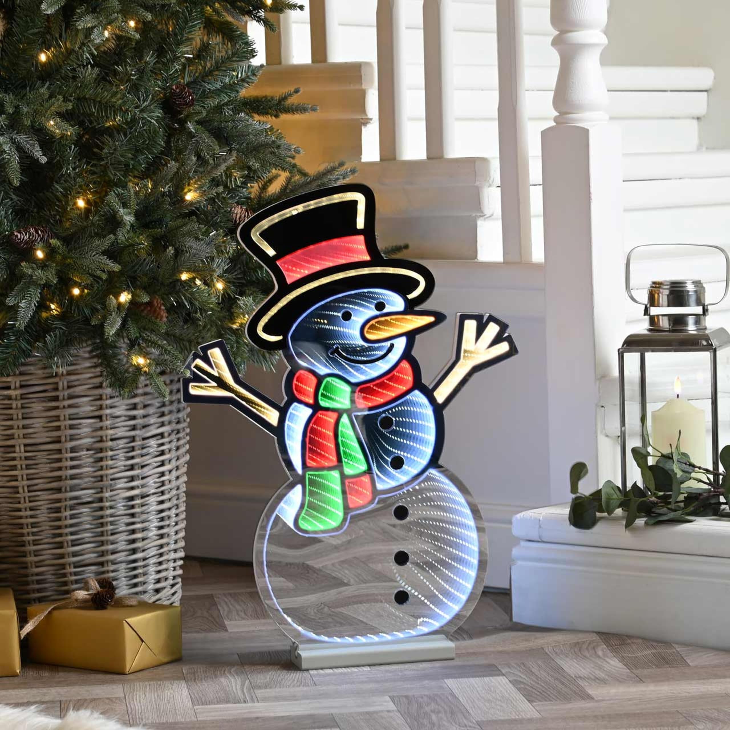 Parcel in the Attic 60cm Infinity Standing Light Up Snowman Christmas Decoration