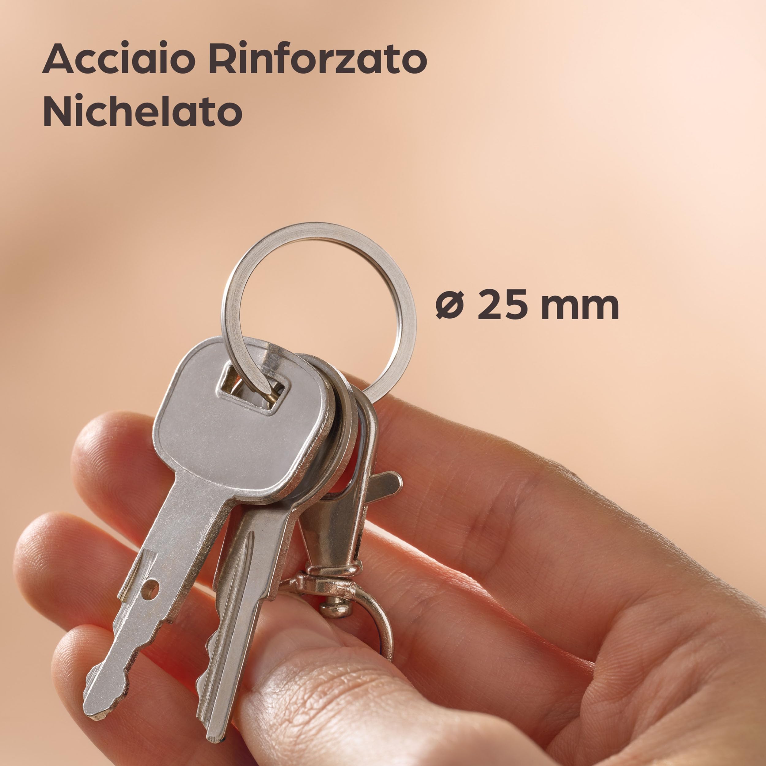 Confezione da 50 portachiavi in oro con anello diviso da 25 mm e 1 pollice (25 mm) - Italia