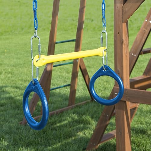 Miniatura 5 de Swing-N-Slide WS 5102 - Juego de 2 asientos de columpio azules con anillotrapecio, paquete de actualización de columpios, color azul