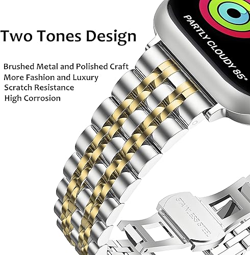 Vista 6 de Correas de repuesto para Apple Watch Ultra 2/Ultra de 1.929 in, iWatch Series 10/9/8/7/6/5/4/3/2/1, pulsera de acero inoxidable para iPhone Watch