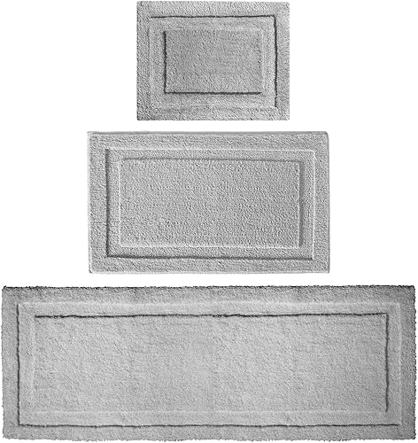 mDesign Hydra Collection - Juego de 3 tapetes de baño de microfibra, antideslizantes, para después del baño, ducha, absorbentes de agua, lavables a