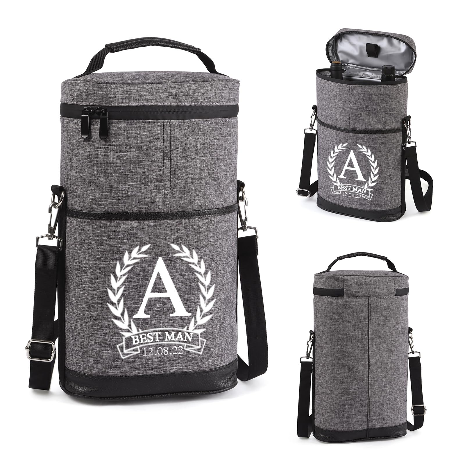 Personalized Insulated Wine Cooler Bag: Custom Name Leakproof & Insulated Padded Versatile Wine Cooler Tote Bag - Gift for Wedding House Warming - for Travel, Dinner, Party, Wine Accessories for Wine