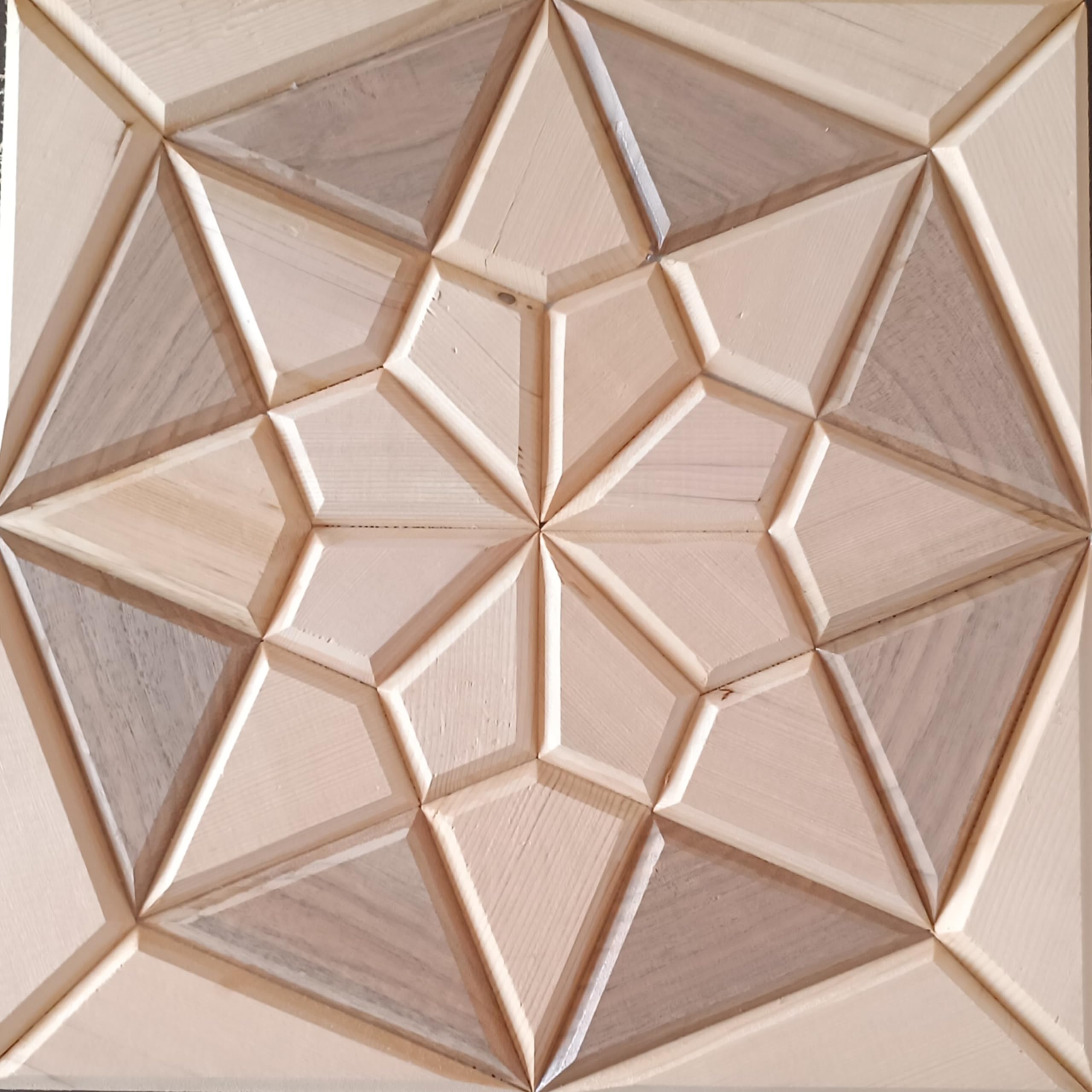 Decorative Wooden Wall Panels, Geometric Pattern Pine Wood Tiles