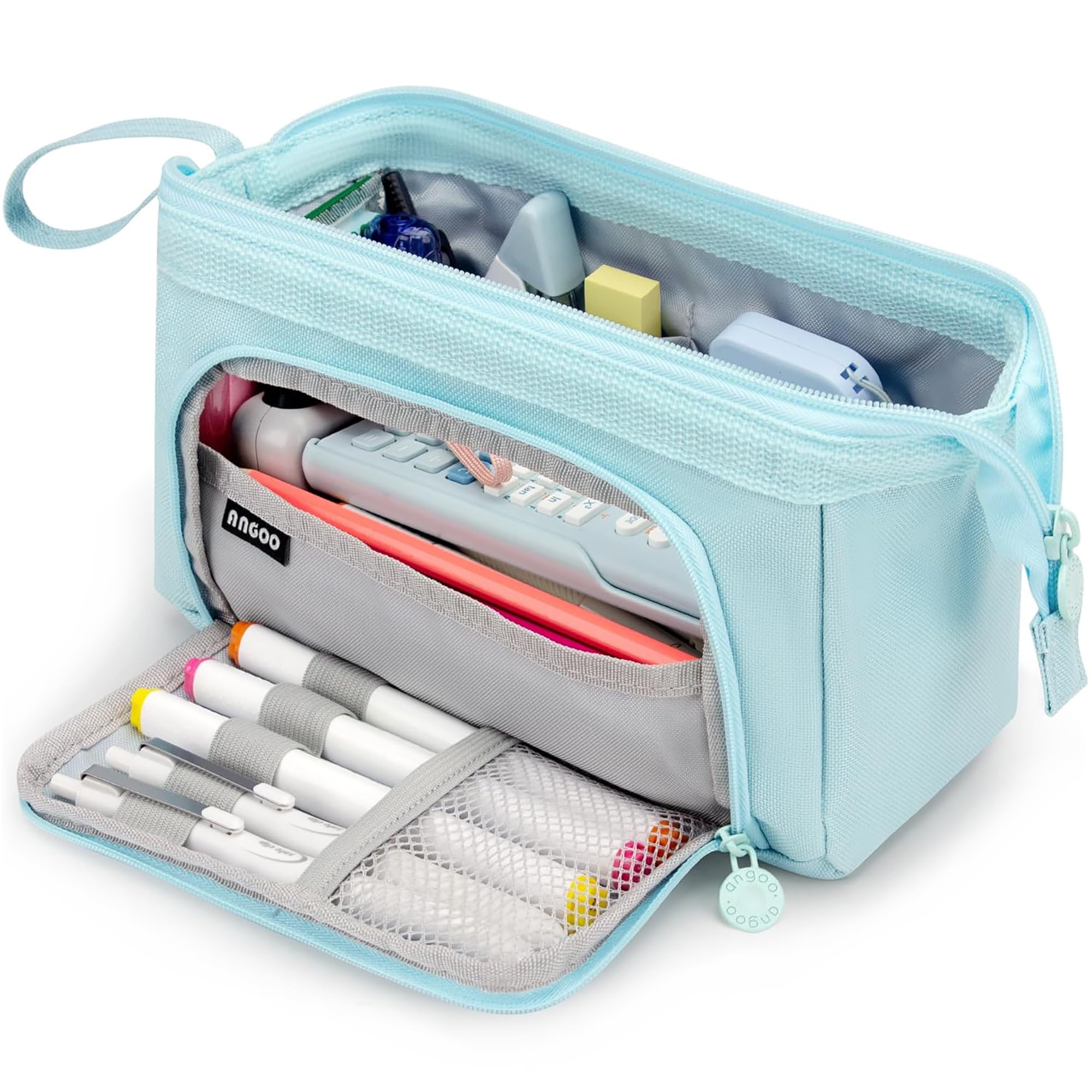 Vocuer pencil case big pencil pouch pencil box large pencil bag for school, pen cases for adults special pencil cases for girls cute aesthetic big capacity pencil bags with zipper(Light blue)