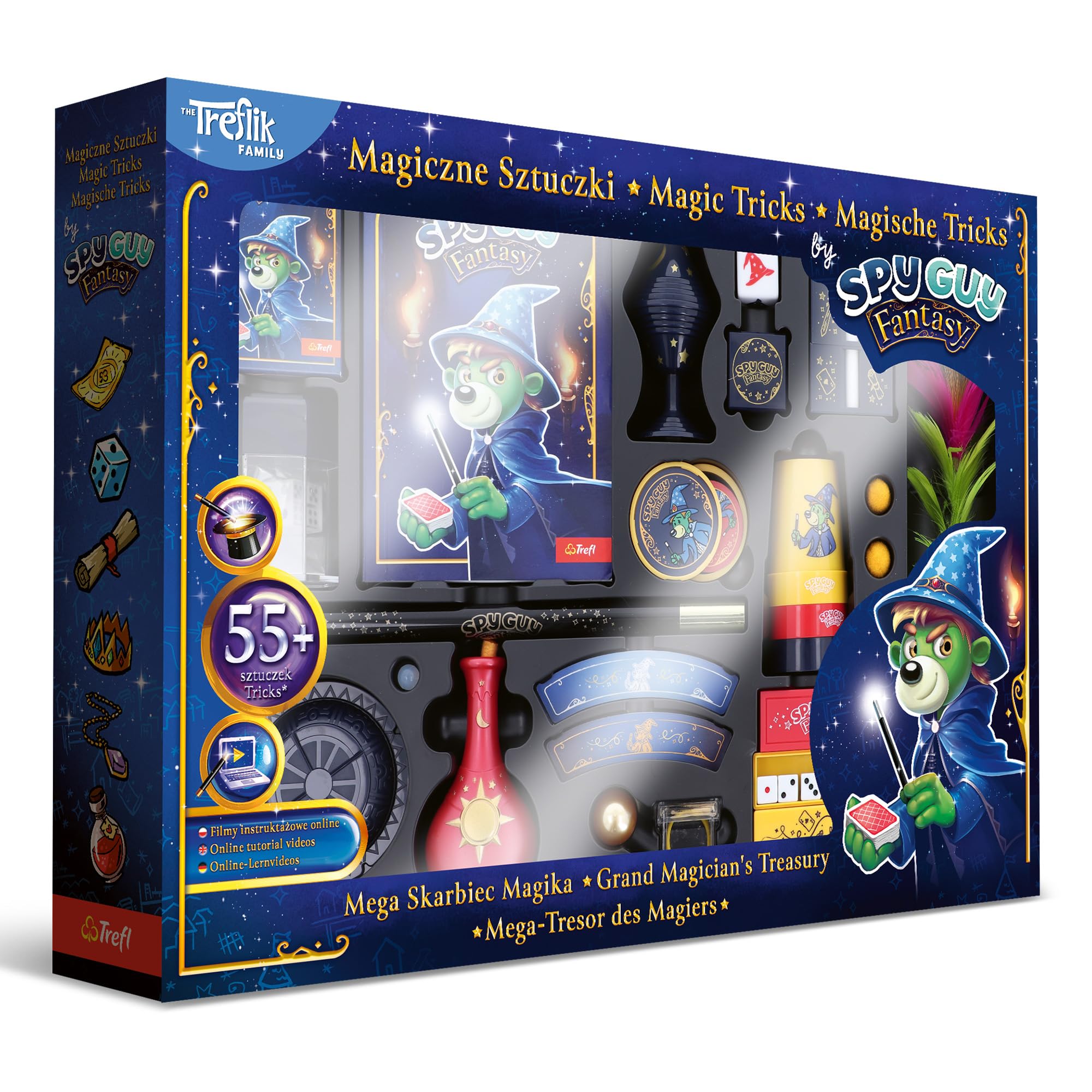 Trefl - Magiczne Sztuczki, Spy Guy, Mega Skarbiec Magika | Dla Dzieci 6+, Zestaw Iluzjonisty, Rekwizyty do Sztuczek, Magia, Wysoka Jakość, Rodzina Treflików, Kreatywna Zabawa