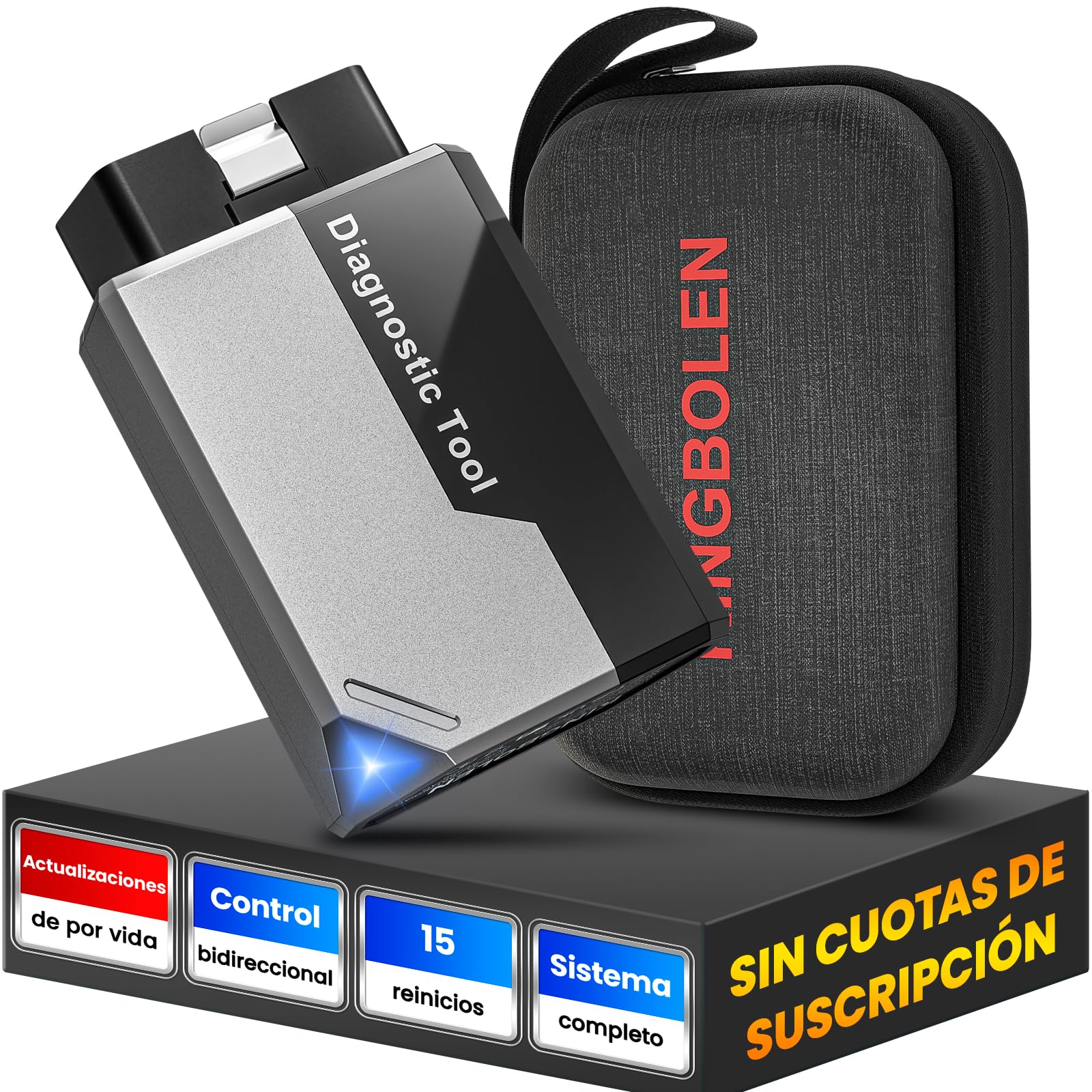 KINGBOLEN EDIAG Elite OBD2 Diagnosis Bluetooth, Diagnosis Coche Multimarca para iOS y Android,Completo del Sistema& 15+ Funciones de Reinicio, Prueba Activa, FCA, CANFD, Actualizaciones gratuitas