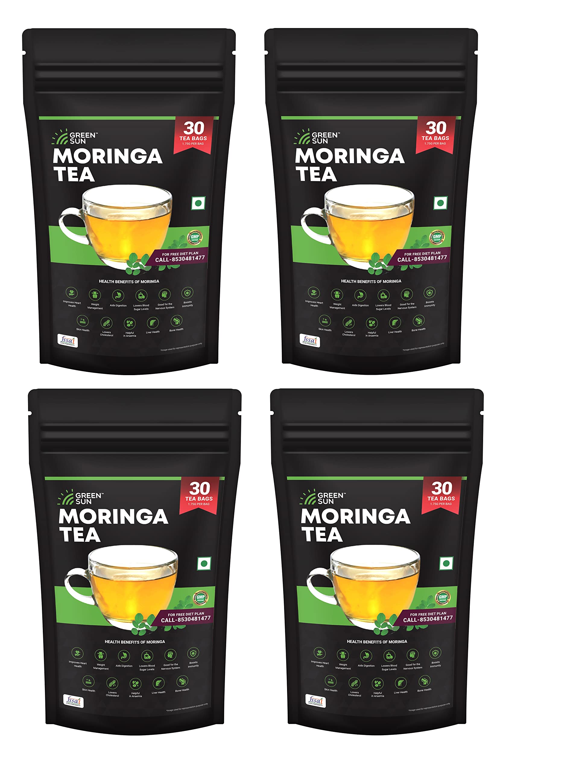 Green Sun Moringa Tea 30 Bags Pack with Health Benefits which may Boost Immunity, Weight Management, Skin, heart, Liver, Bone, Lower Blood Pressure and Colestrol Pack of 4 (B0BQYG41LF) Amazon Price History, Amazon Price Tracker