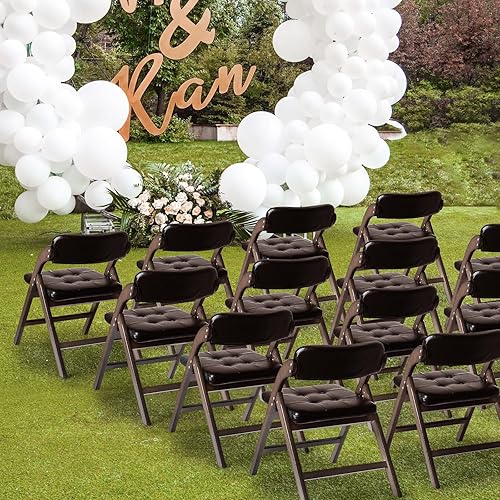 Miniatura 2 de Juego de 2 sillas plegables de madera con asientos acolchados, silla de comedor plegable con cojín, cómoda silla extra, asiento plegable portátil