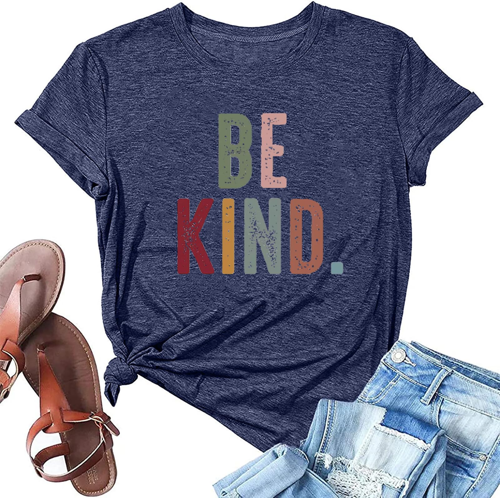 ALUSWomens Be Kind T Shirts Cute Graphic Blessed Shirt Short Sleeve Tees Funny Inspirational Teacher Shirt Tops
