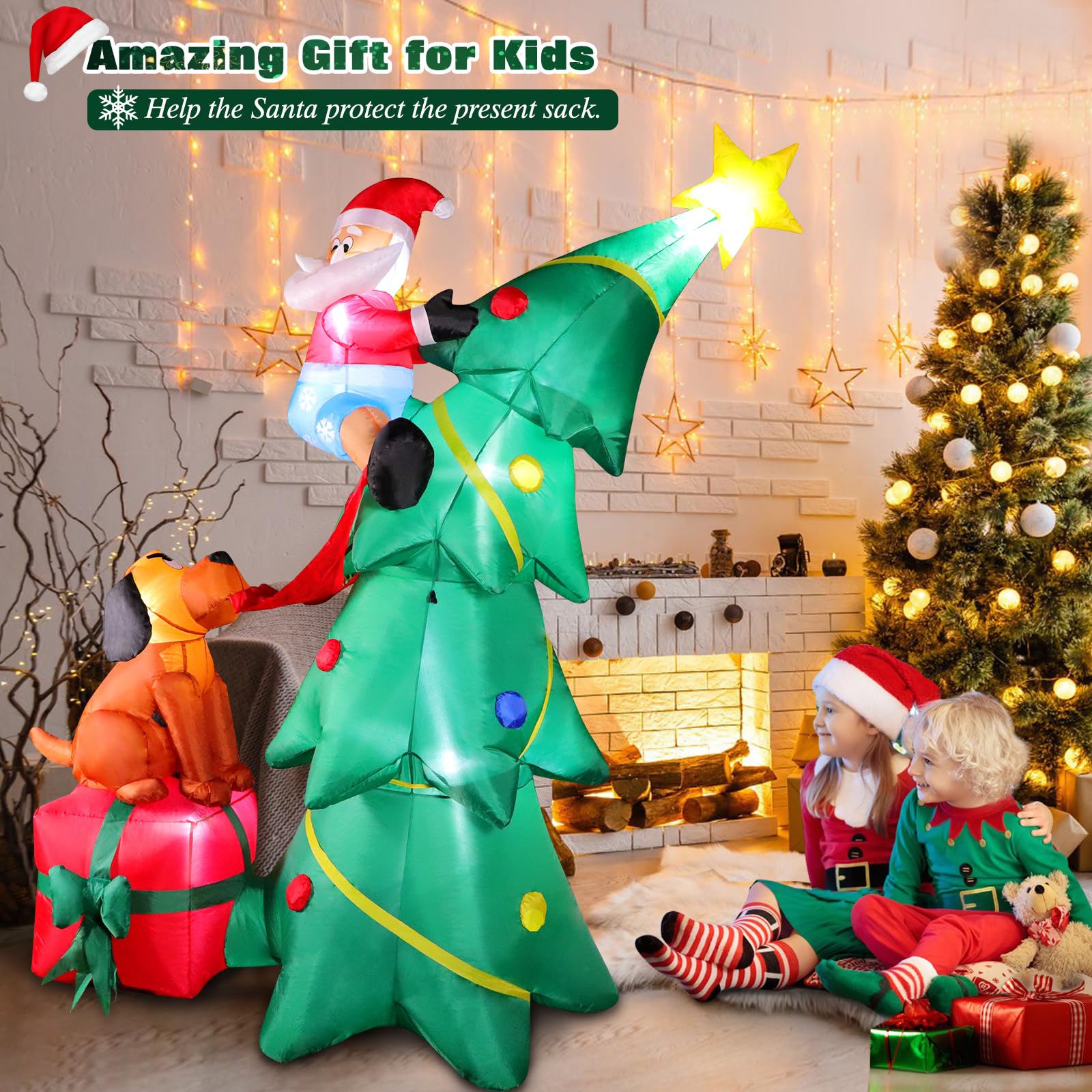 ZXSWONLY 2.5 m クリスマス 空気注入式 灯台 サンタクロースとギフト