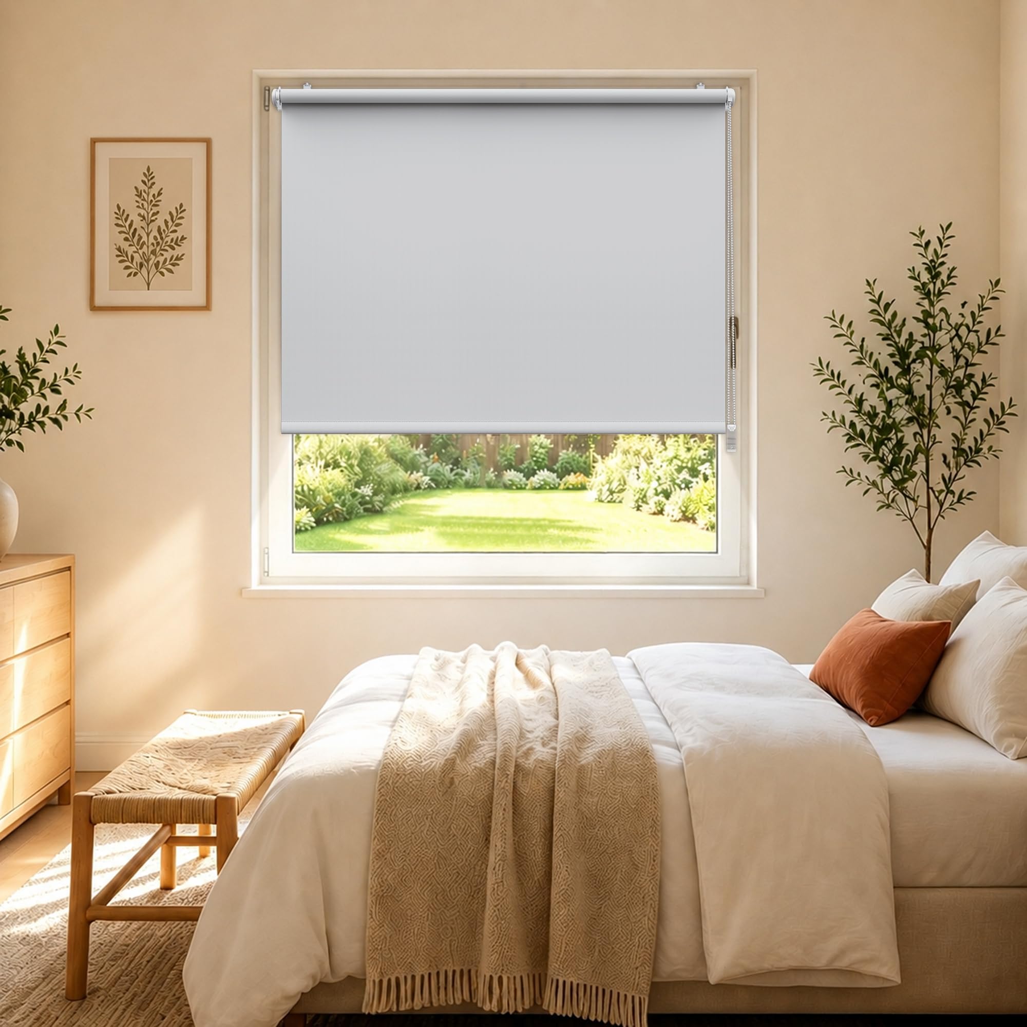 HOMEDEMO Verdunklungsrollo ohne Bohren B115 × H230 cm, Weiß