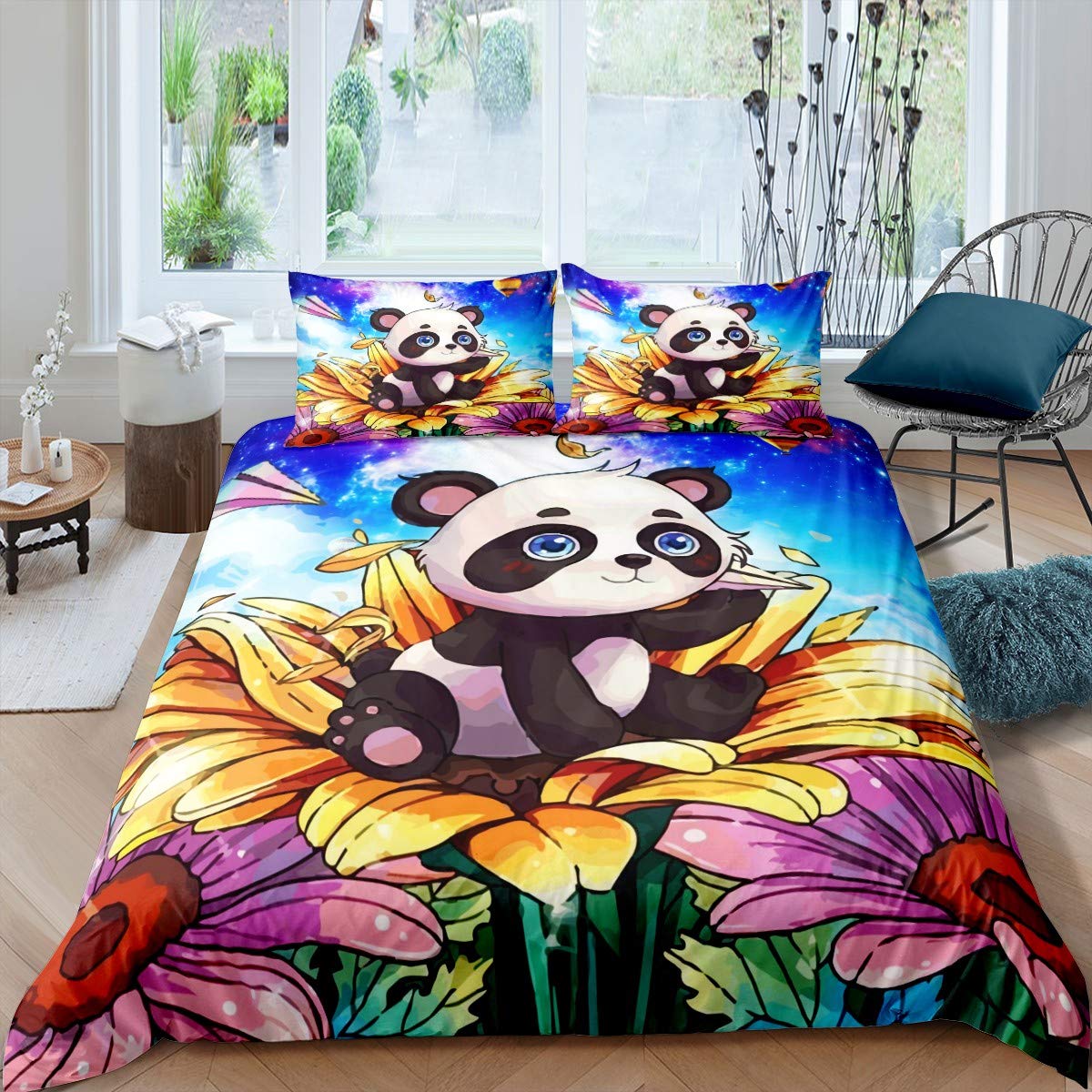 Housse de couette panda mignon le cadeau idéal de lit fille et garçon