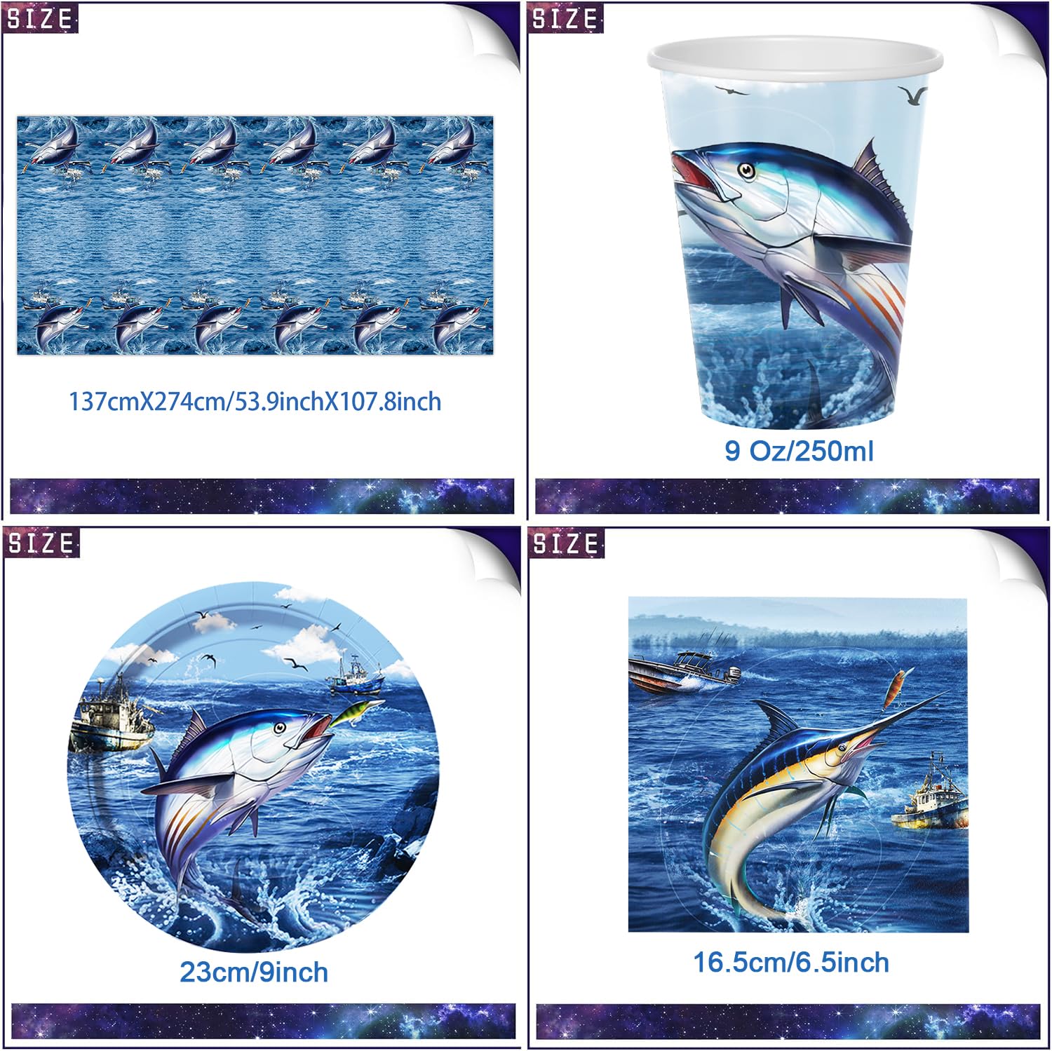 Angeln Party Geschirr Set - 71 Teile Für 10 Personen Thema Geburtstag