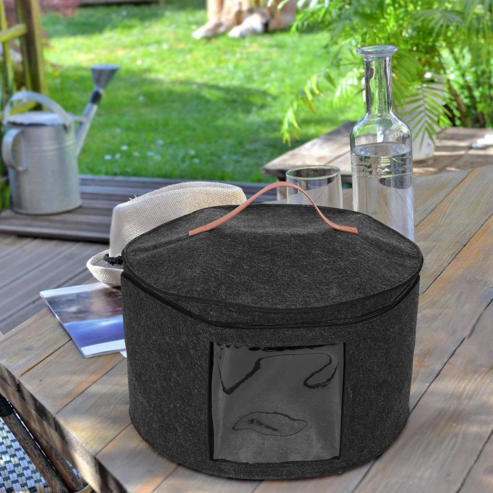 Cabilock Round Hat Box Case for Travel Portable Hutschachte Organizer Container with Lid Cap Carrier for Baseball Caps Men and Women