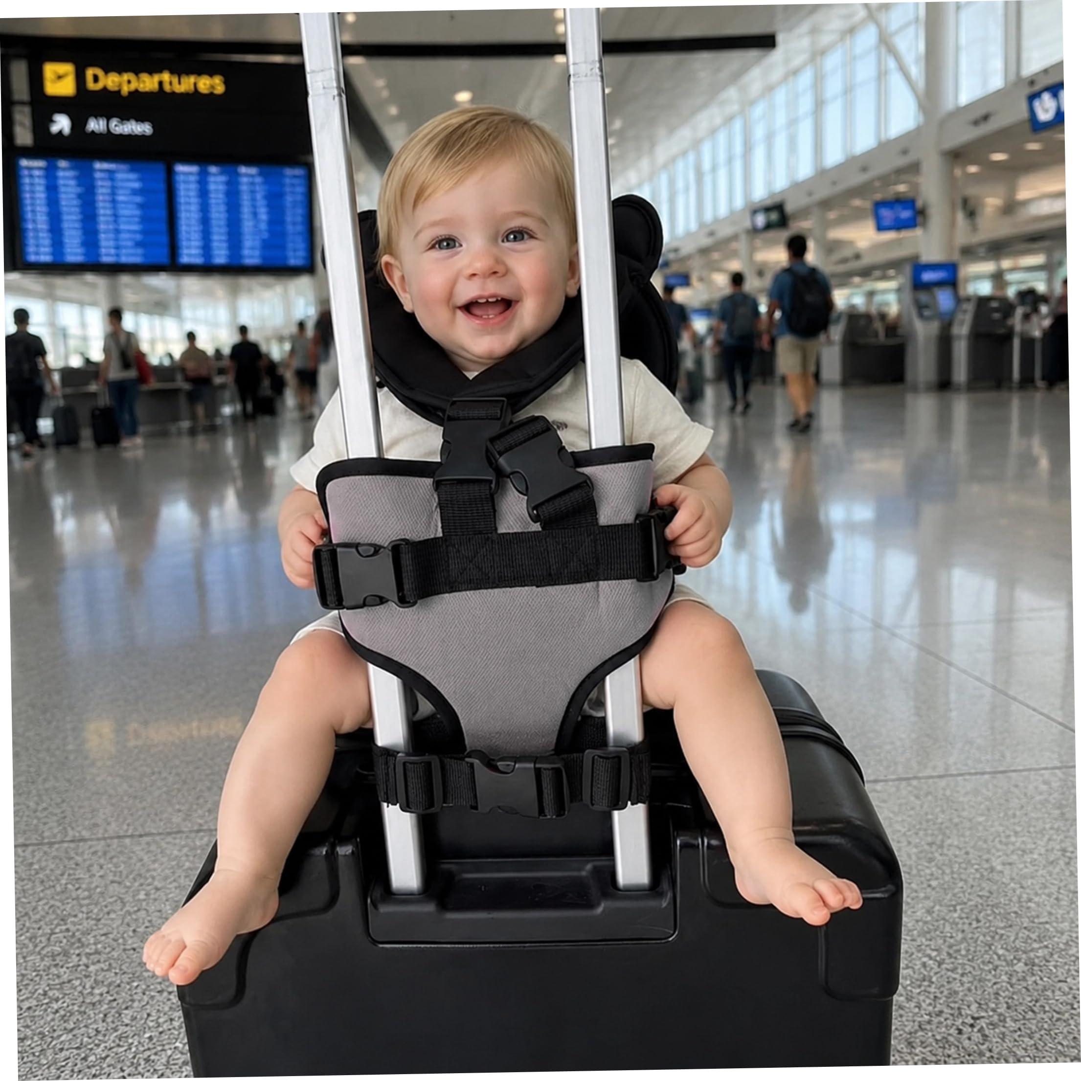 Siège de valise pour tout-petit, porte-bébé portable avec ceinture réglable pour bagages, enfants essentiels de voyage, filles, garçons moins 15 kg, style 1.