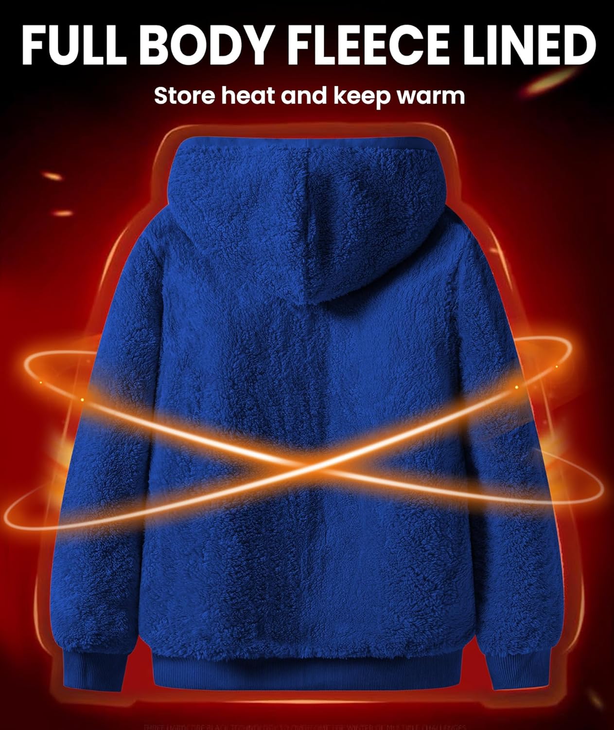 GEEK LIGHTING Hoodies for Men Heavyweight Fleece Sweatshirt - Full Zip Up Thick Sherpa Lined - Image 3