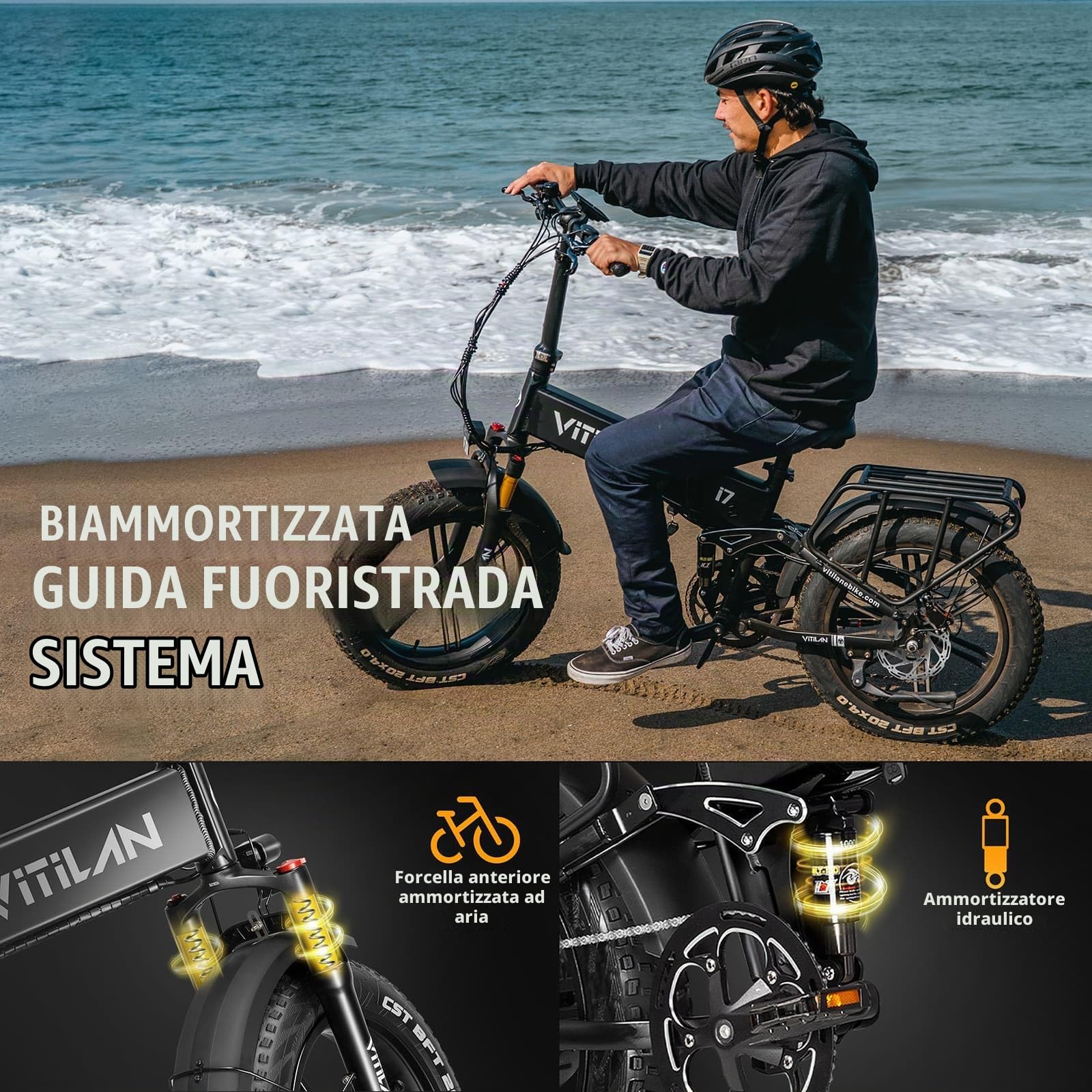 Bici Elettrica Per Adulti Pieghevole, 48V 20Ah Batteria Rimovibile, 20"x4.0" Fat Tire, 8 Velocità, con App Intelligente, Autonomia di 60-120 km Ebike