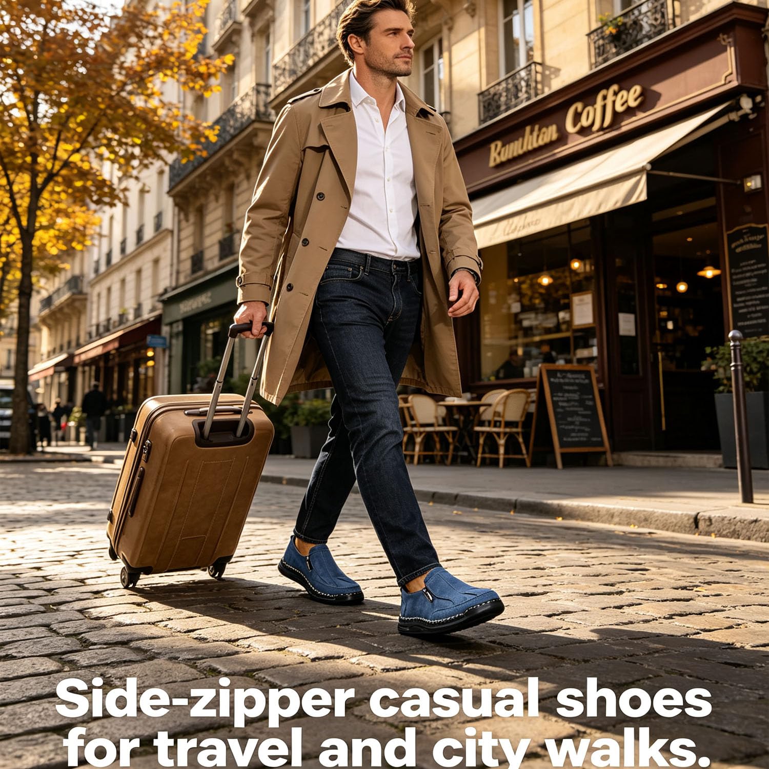 Mocasines casuales de cuero cosidos a mano para hombre