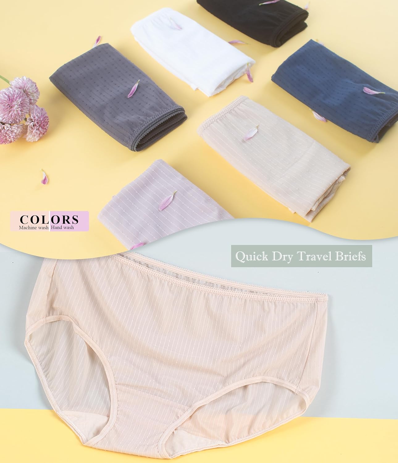 ANLIQI Quick Dry Underwear for Women Travel Panties Pack Hipster Panty Soft & Lightweight Bikini Brief Stay Fresh Undies - Image 6