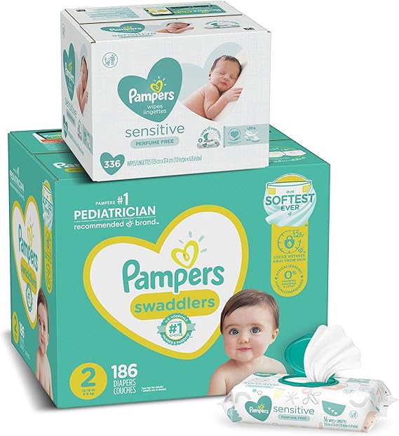 Amazon.com: Diapers Size 2, 186 Count and Baby Wipes - Pampers