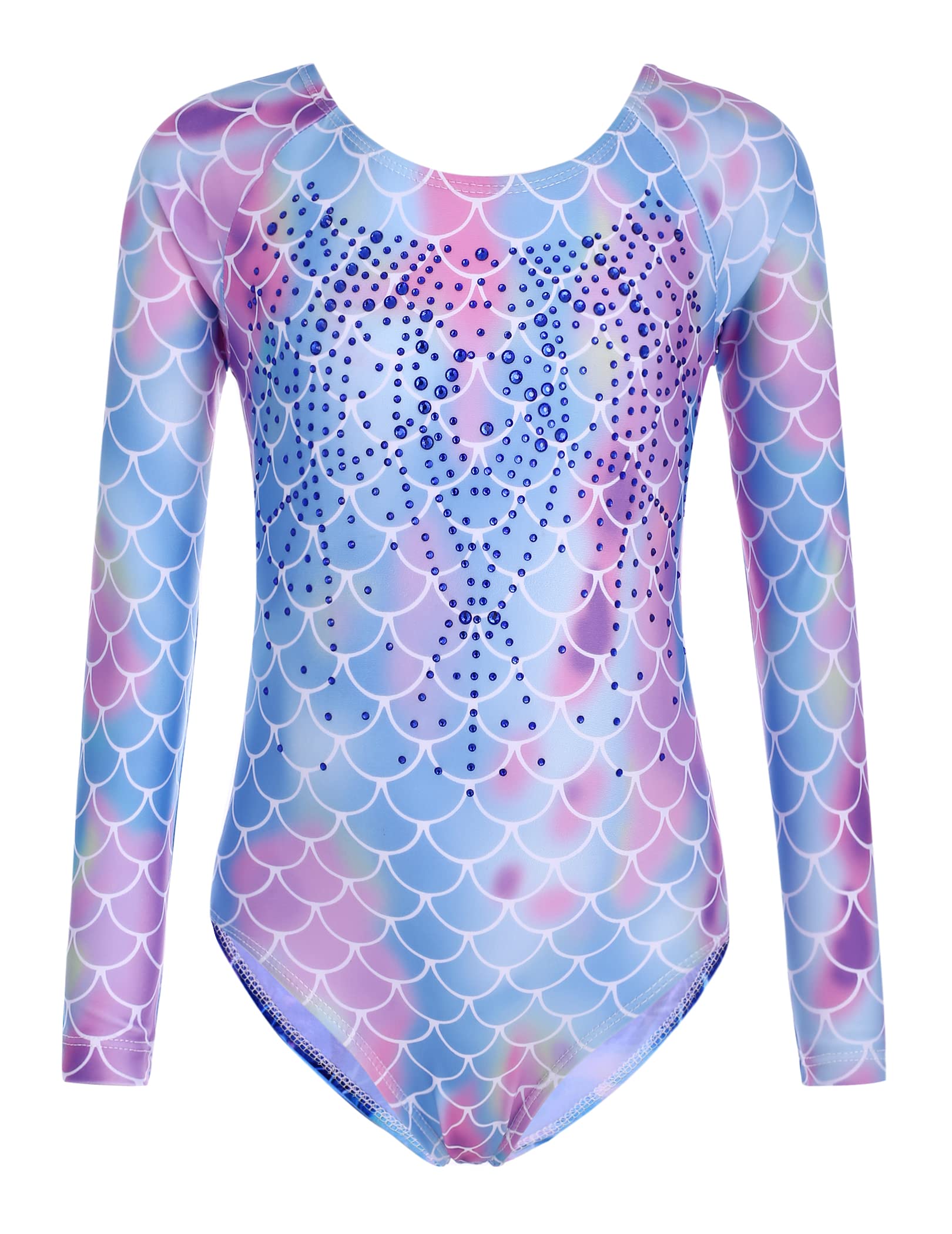 Zaclotre Kid Girls Gymnastic Leotard Long Sleeve Color Gradient Sparkly Ballet Dance One Piece Outfit