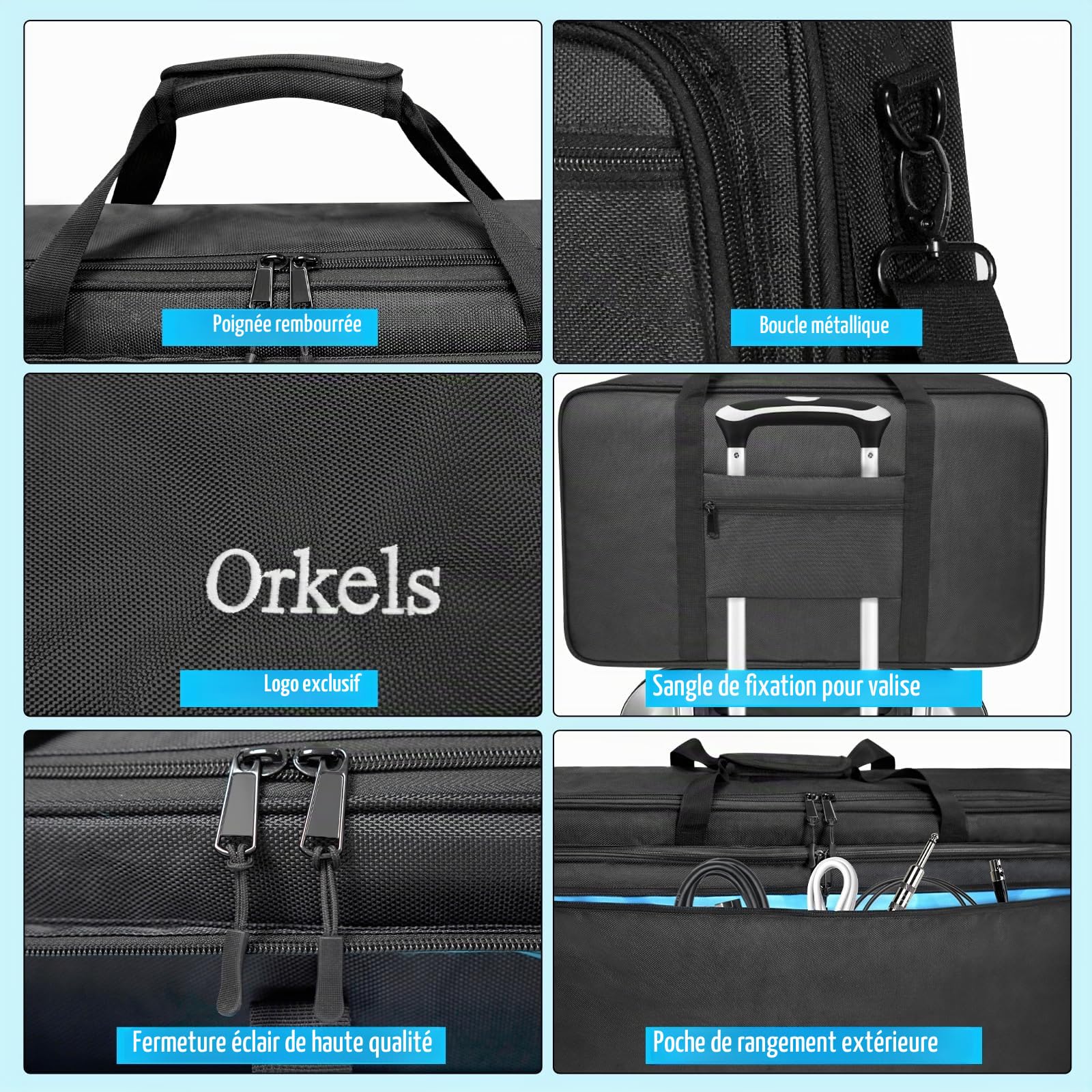 SUNDOY Sac de Transport DJ Compatible avec contrôleur Pioneer - Mallette de Transport résistante aux Chocs avec bandoulière et Compartiments pour Accessoires, Noir, 72x41x15-CM