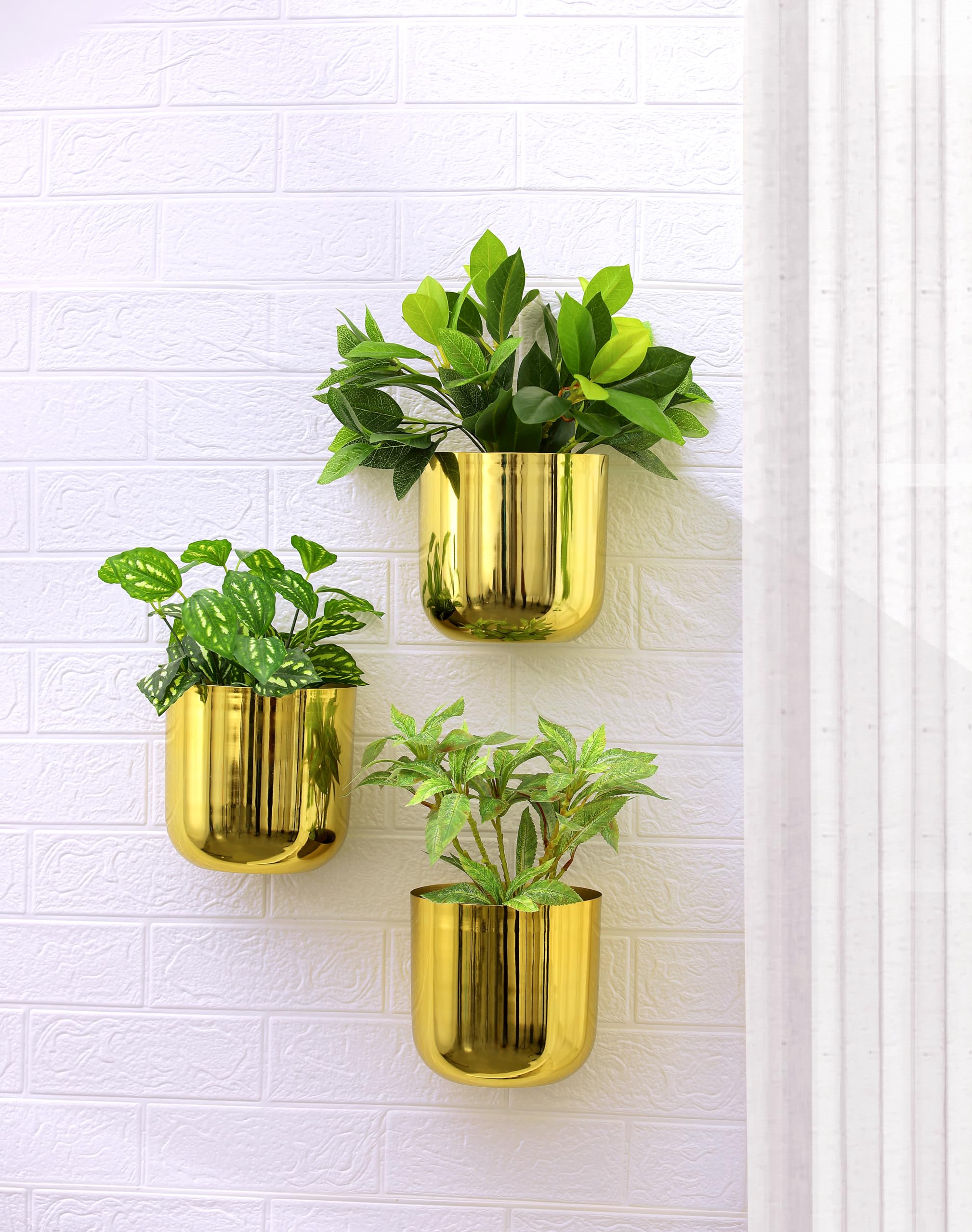 Rust & Shine Urban Jungle Hanging Planter Cachepots - Gold (Pack of 3) | Mini Plant and Flower Wall Mounting Pots for Home & Office Wall Decor | Durable Iron Made Pots (B0D8L91JHN) Amazon Price History, Amazon Price Tracker