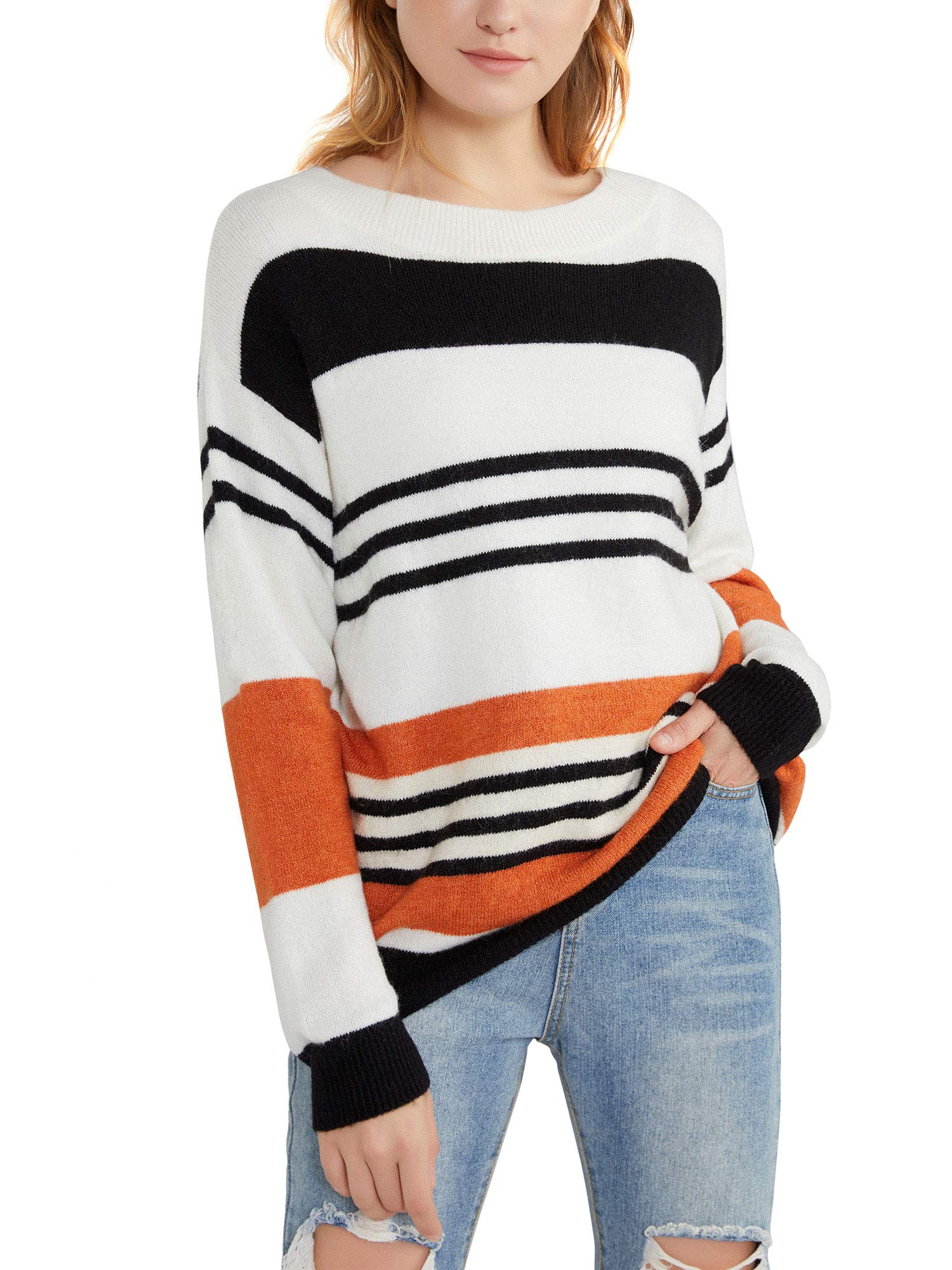 Women Oversized Knit Jumper Crew Neck Pullover Solid Color Sweater Long Sleeve Knitwear Tunic Sweatshirt