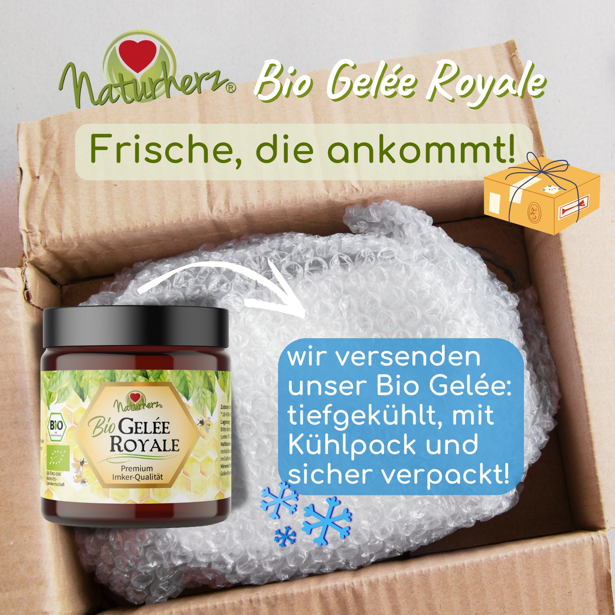 Bio Gelee Royal | Frisches Gelee in Premium Imkerqualität | OHNE Zusätze | Naturherz-Original (3 x 100 g)
