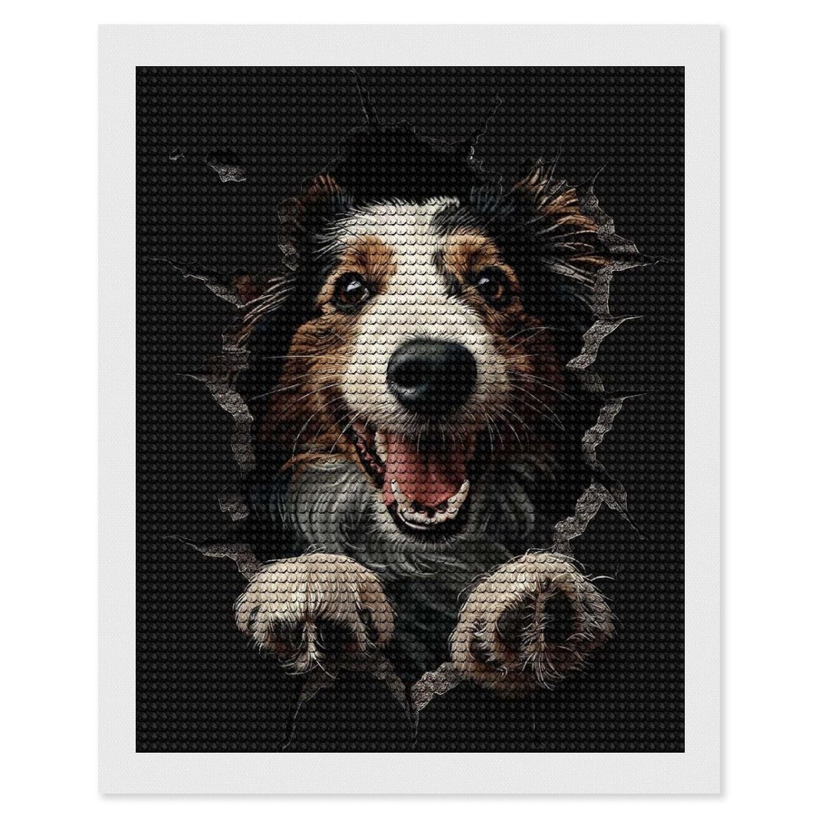 Junmoney Borzoi DIY Diamond Art Canvas Kit 16"x20", Decorate Your Room, Sparkling Round Gems, Fun Craft Experience, Farmhouse Decor