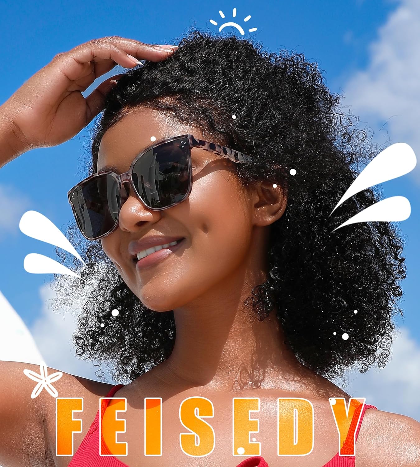 FEISEDY Oversized Polarized Sunglasses - UV400 Protection, Square Fashion Sun Glasses for Outdoor & Daily B2600 - Image 2