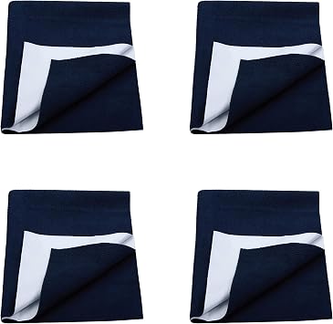 Pack of 4 - Baby Dry Sheet Water Resistant Bed Protector, Washable Waterproof Mattress Protector Bedwetting, Reusable Mat Toddler Underpad Sheet for Incontinence - Dark Blue, XX-Large - 87"x55"