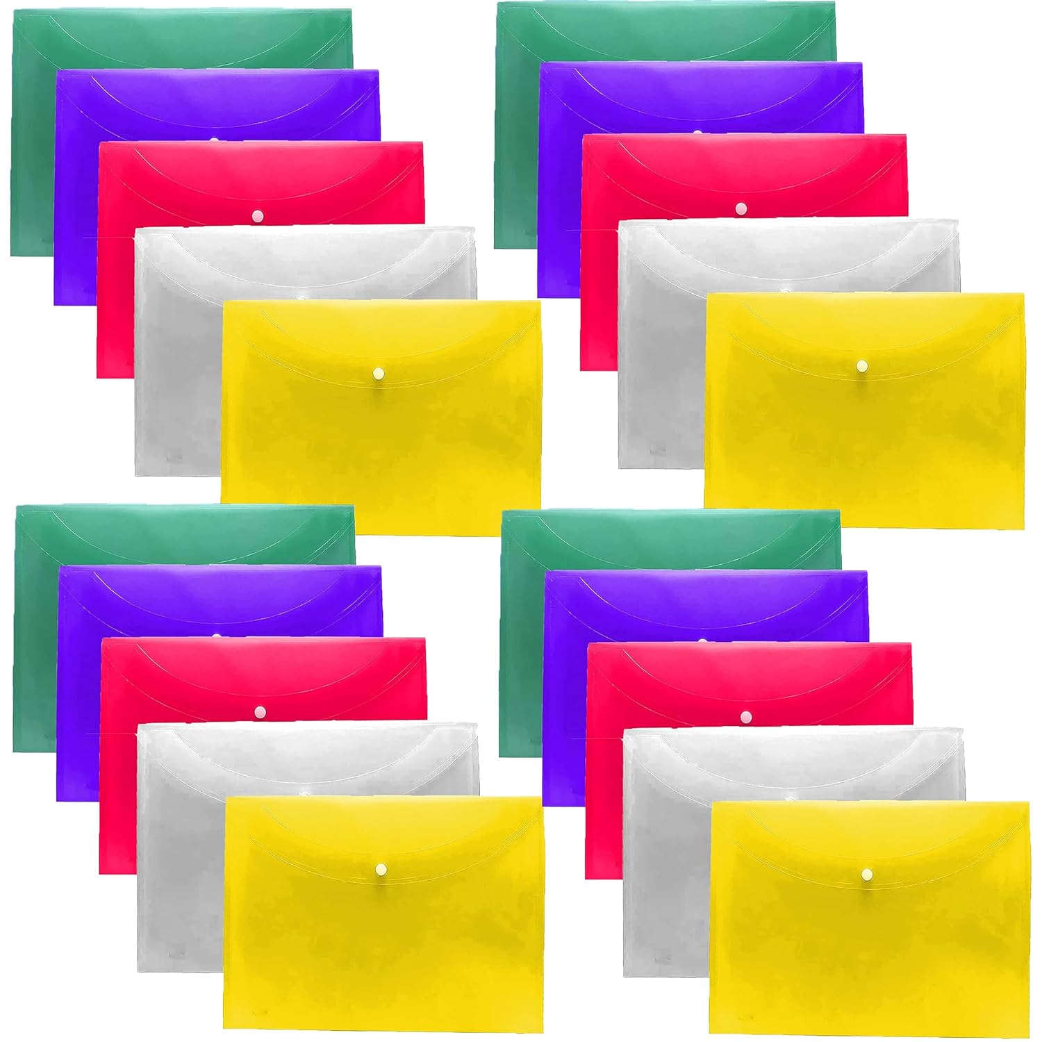 Shuban 20 Pcs Mix Color Plastic File Folders Set - FS Size, Snap ...