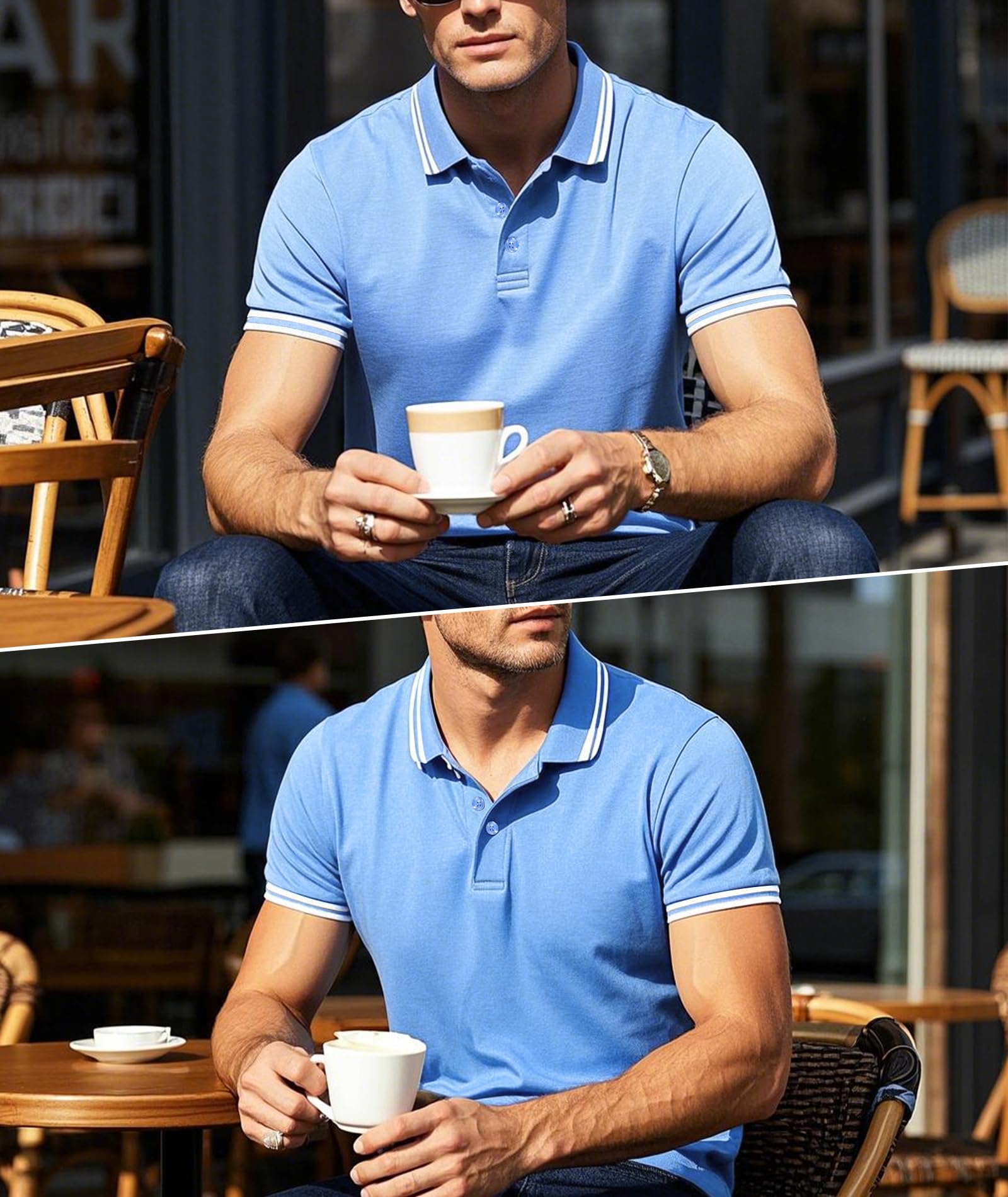 Poloshirt für Herren Kurzarm Regular Fit Atmungsaktiv Golf Polo Schnelltrocknend Piqué Freizeit Poloshirts Männer