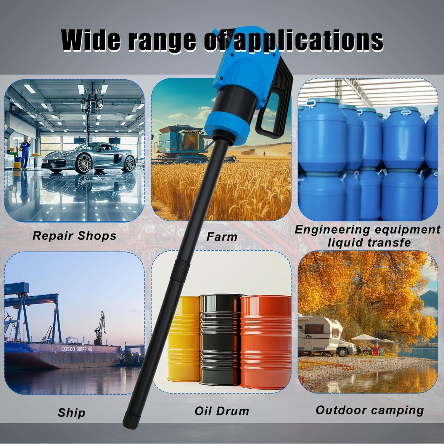 Lever Action Drum Pump Cost-Effective Replacement - Manual Barrel Pump for DEF,Antifreeze, Gasoline, Fuel & Low concentration liquid,Siphon Pump for 55 Gallon Includes 6.56 ft of 3/4”Corrugated Hose