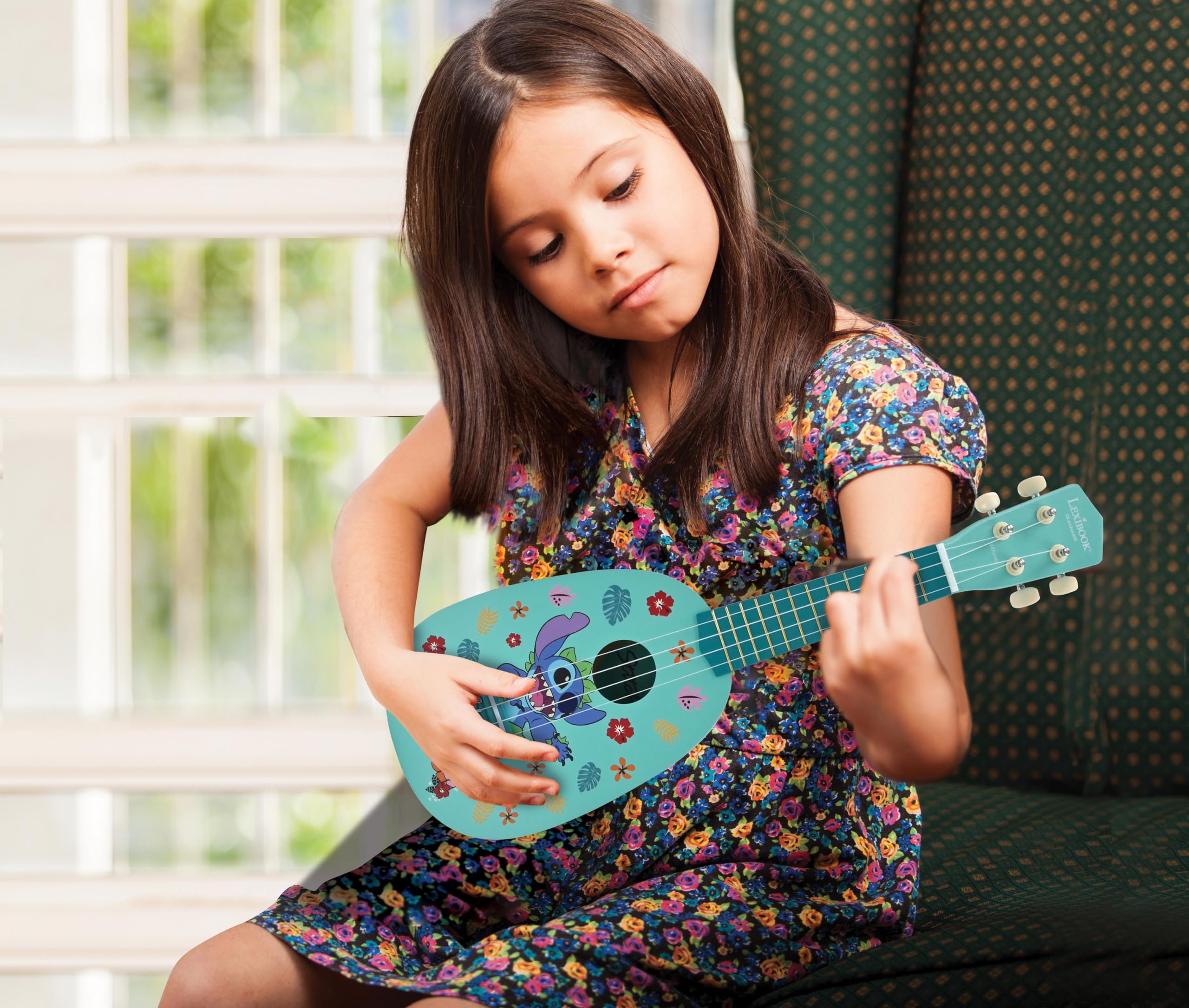 Lexibook, Disney Stitch, My first wooden ukulele, 4 nylon strings, 53 cm, guide included, Blue, K230DLXB, 3/4 size - Image 3