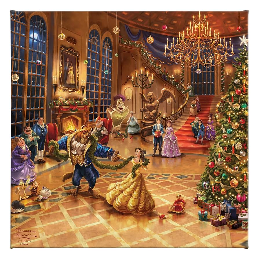 Thomas Kinkade作品　美女と野獣　2023年クリスマス限定作品　新品 Beauty and the Beast Christmas Celebration By Thomas Kinkade