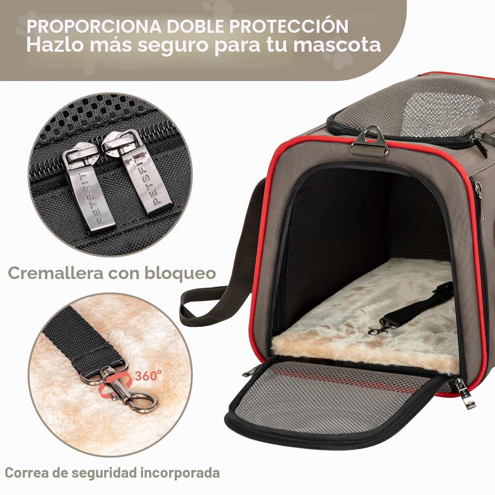 Petsfit Transportador para Gatos expandible Aprobado por aerolíneas, transportador de Perros portátil Suave con Alfombrilla extraíble para Perros y Gatos pequeños, Gris Oscuro, M: 43 x 28 x 28 cm
