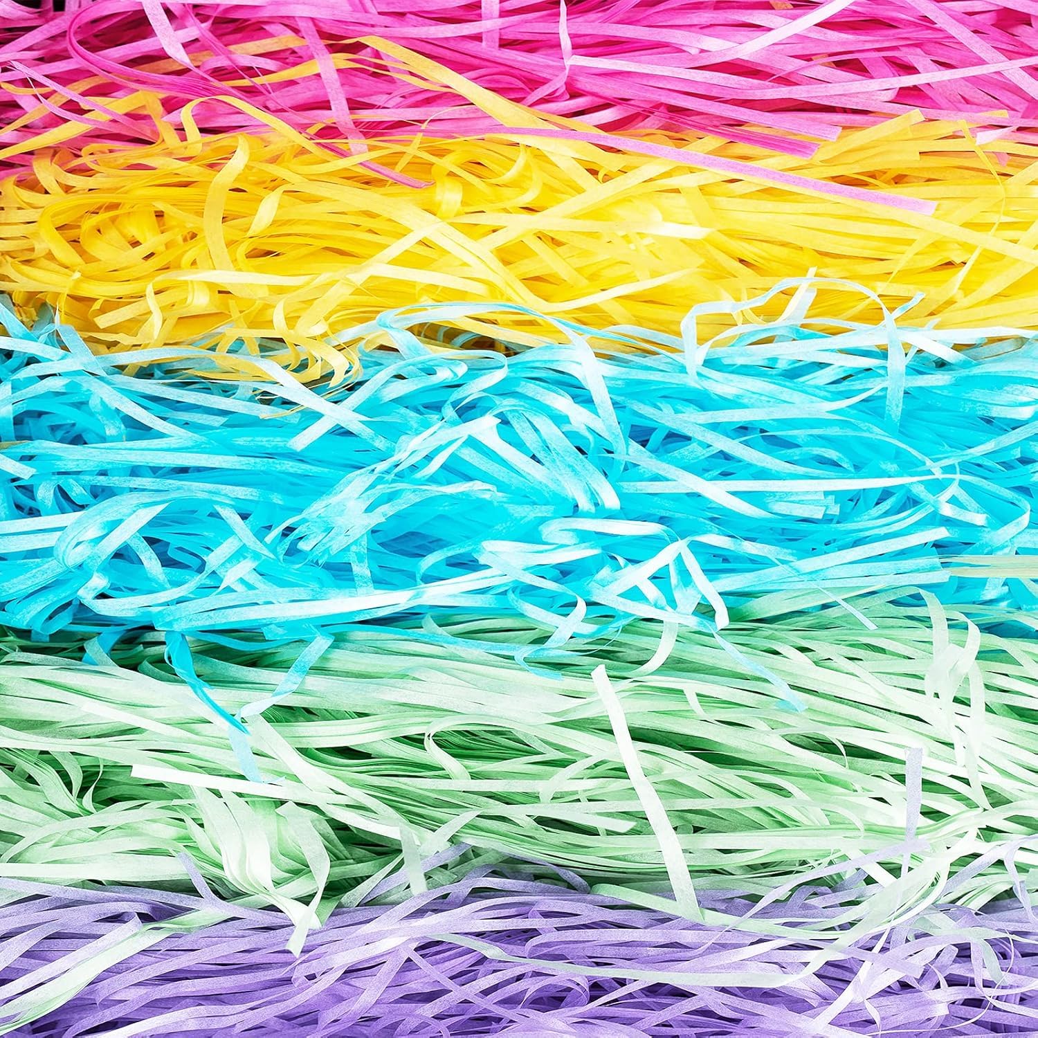 500g Shredded Tissue Paper, Raffia Shredded Paper for Gift Boxes Hampers Packaging,Tissue paper Ideal Hamper Stuffing Filling Suitable for All Occasions (Rainbow)