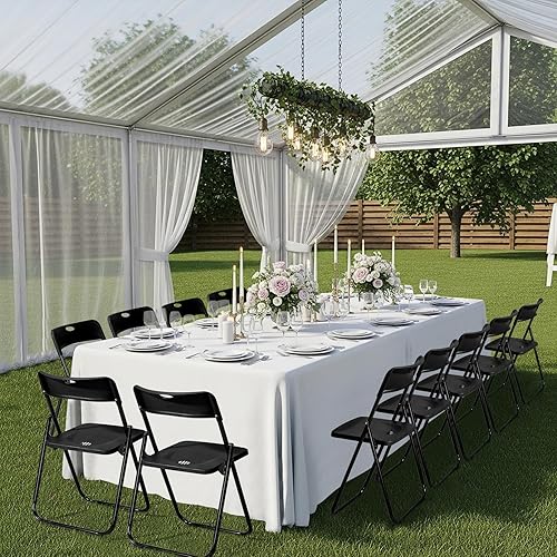 Miniatura 2 de 10pcs Ergonomic Black Plastic Folding Chairs with Iron Frame  Sturdy Stackable Folding Chairs for Indoor and Outdoor Use, Perfect for Family