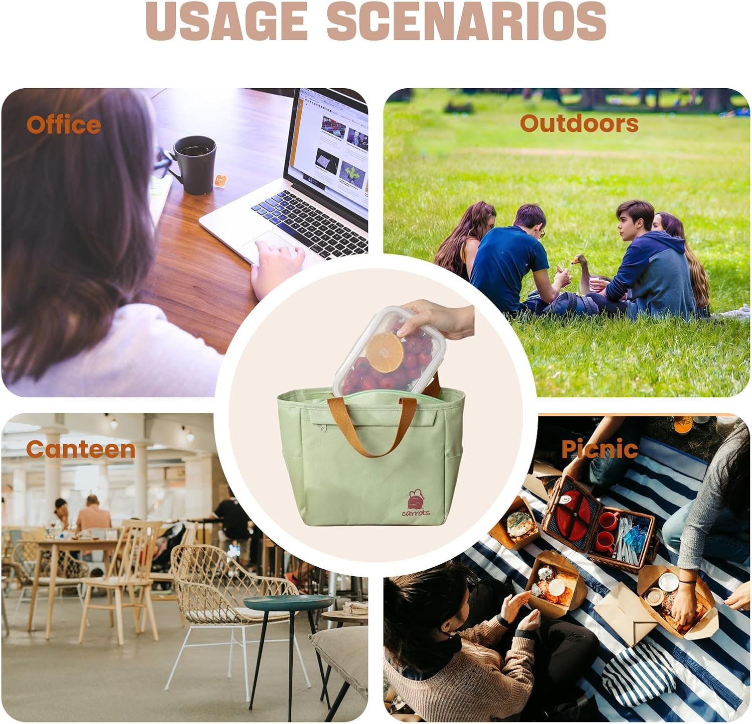 Premium Insulated Lunch Bag for Women, Small Reusable Lunch Box with Multiple Pockets, Cute Cooler Tote for Work Outdoor Picnic(Blue) - Image 6