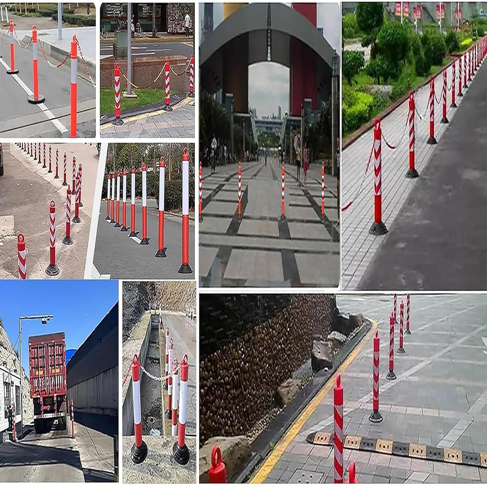20in 31in Tall Reflective Safety Cones, Flexible Guardrail Traffic Facilities, Parking Delineator Post for Crowd Control, Barricade Cone/Isolation Pile (Color : H31in Red+White, Size : 2 Pack)