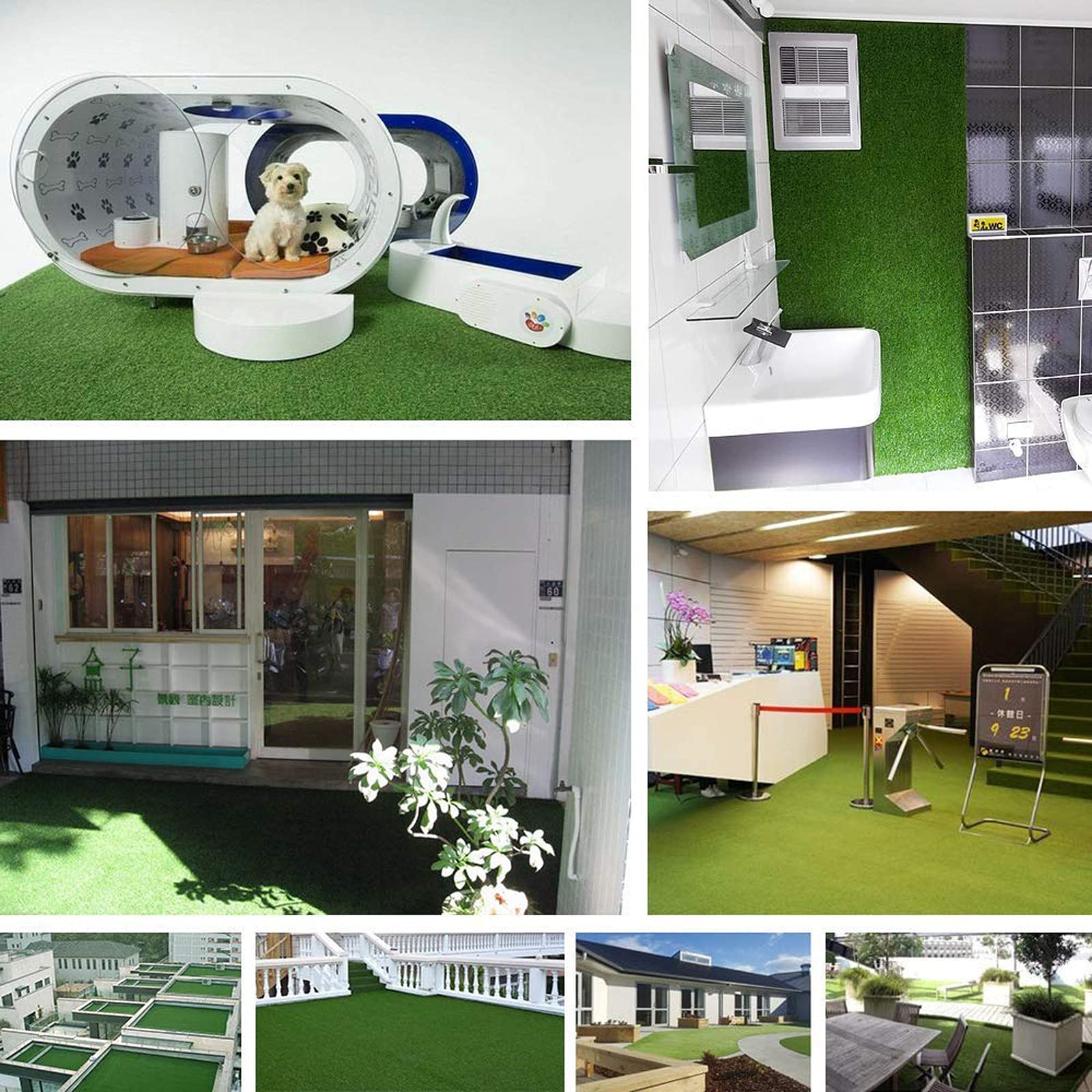 Erba artificiale 1 x 3 m/2 x 3 m, rotolo di erba artificiale non sbiadisce, tappeto erboso finto per esterni, tappeto erboso verde scuro con fori di drenaggio, erba finta ad alta densità per cortile,